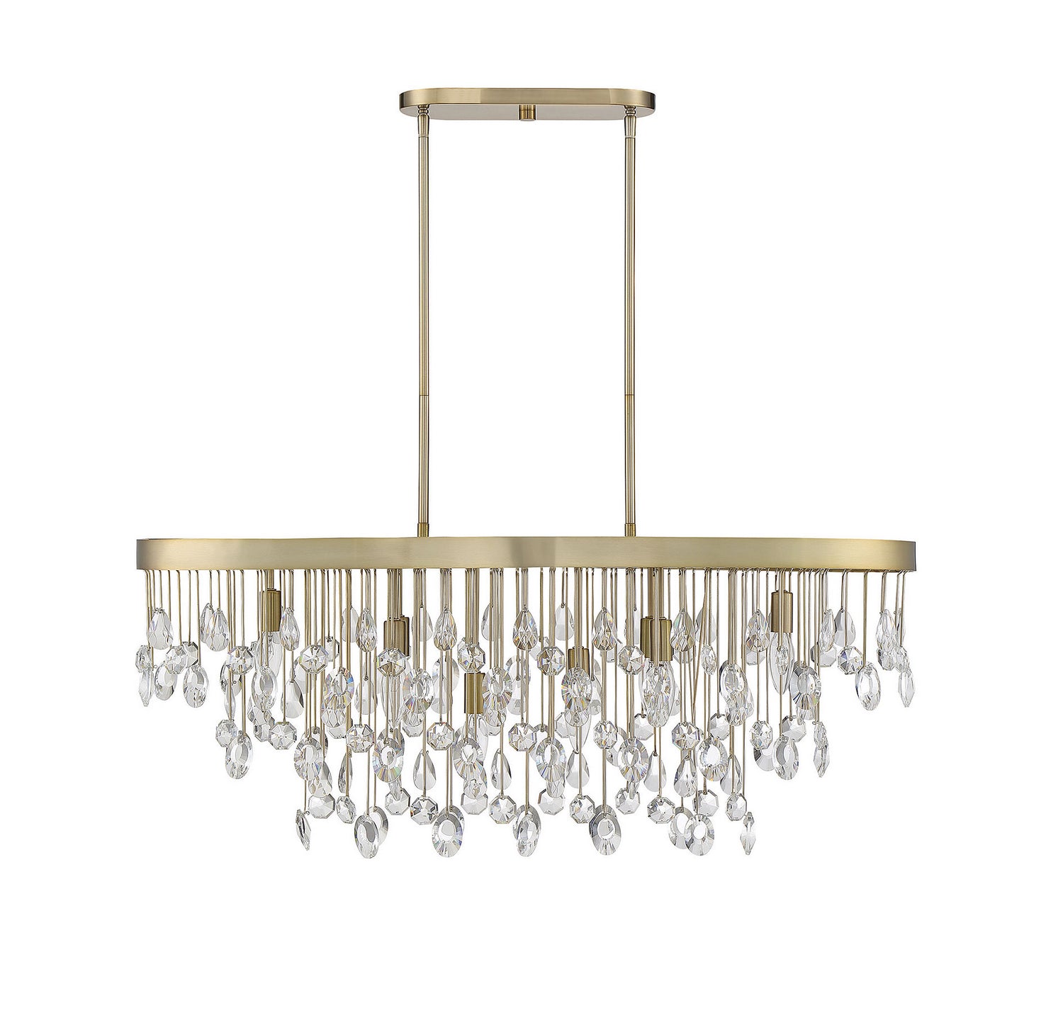 Livorno Eight Light Linear Chandelier in Noble Brass