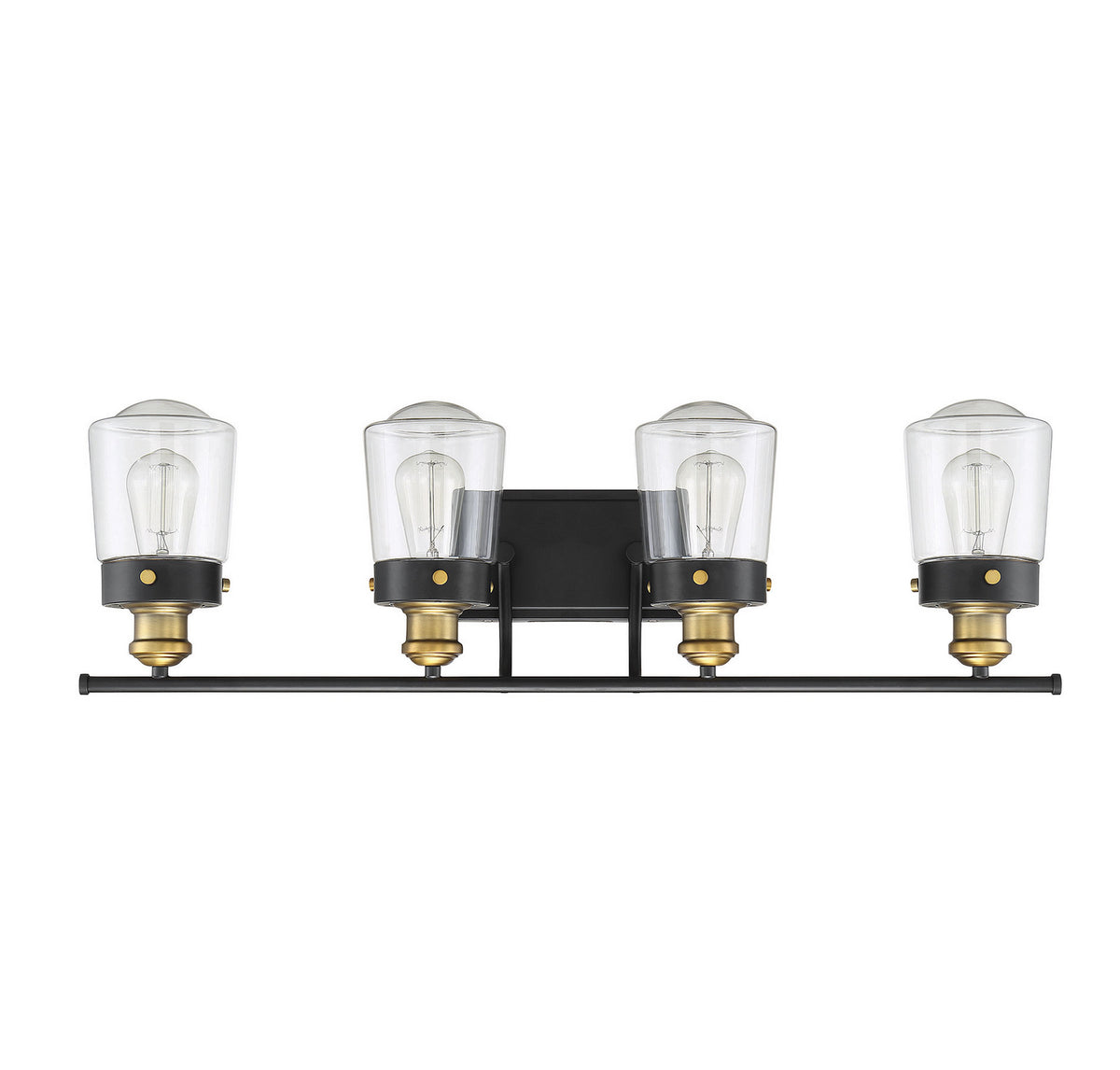 Macauley Four Light Bath Bar in Vintage Black w/Warm Brass