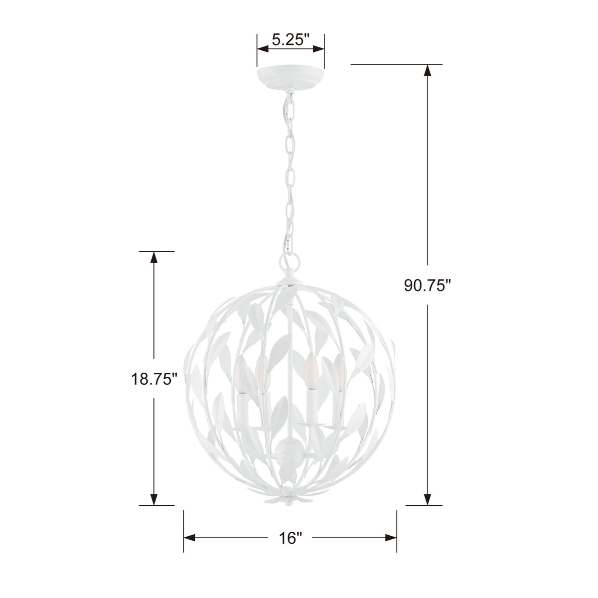 Broche Four Light Chandelier in Matte White