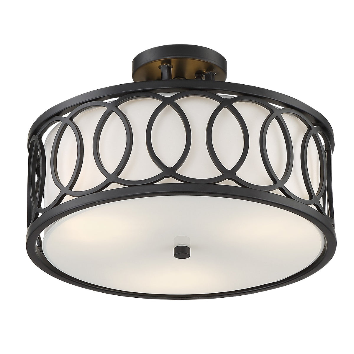 Graham Three Light Semi Flush Mount in Matte Black