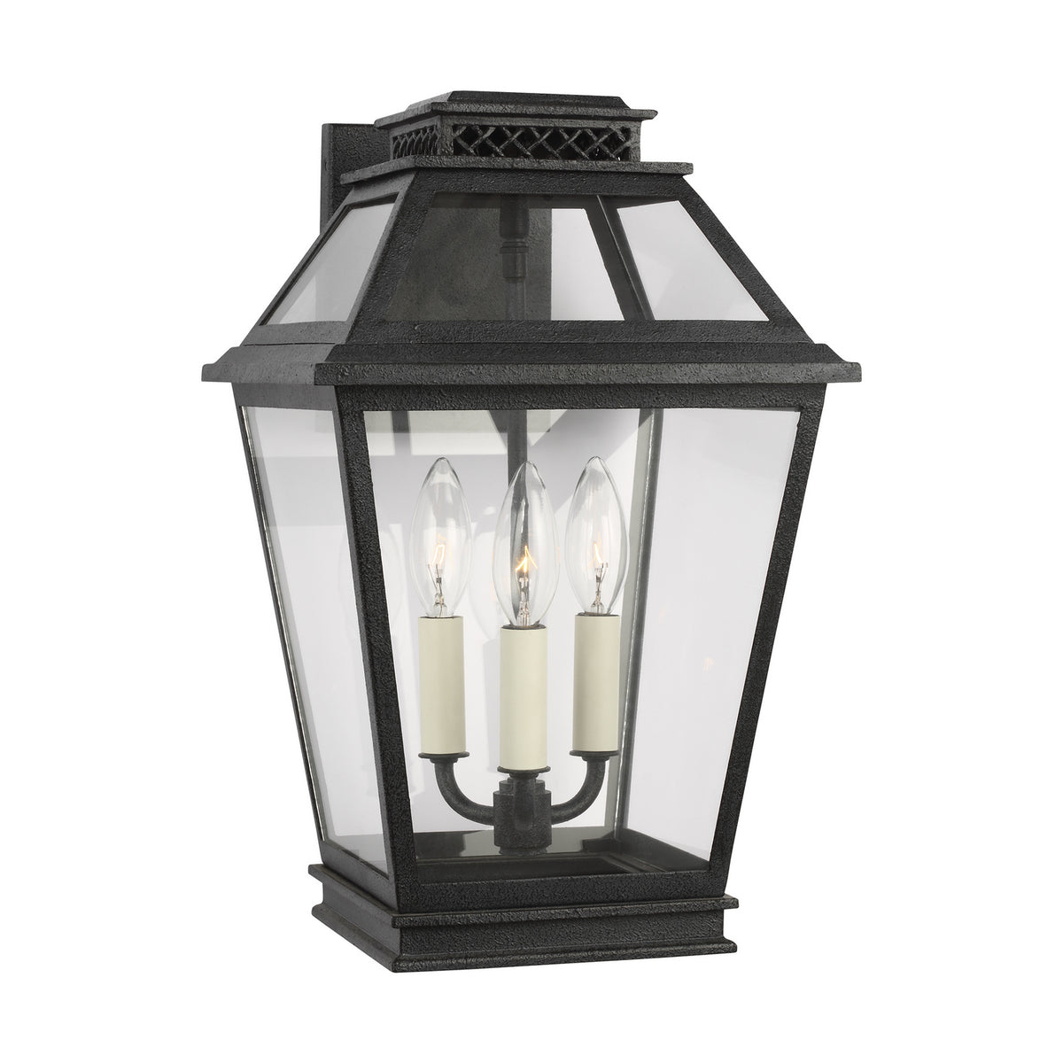 Falmouth Three Light Outdoor Wall Lantern in Dark Weathered Zinc