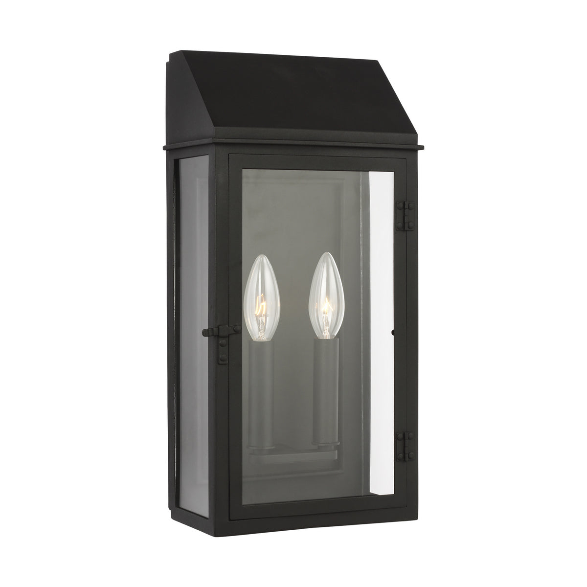 Hingham Two Light Outdoor Wall Lantern in Textured Black