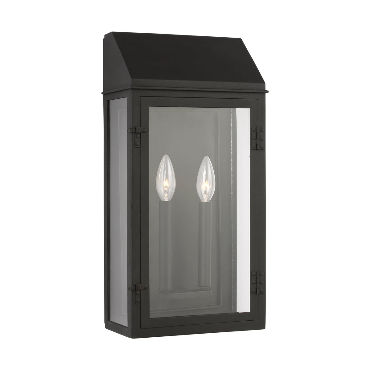 Hingham Two Light Outdoor Wall Lantern in Textured Black
