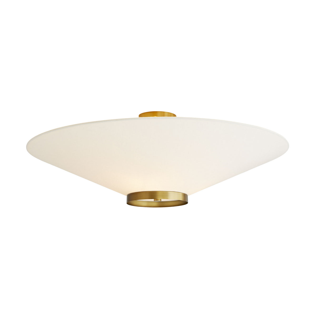 Decker Three Light Flush Mount in Antique Brass