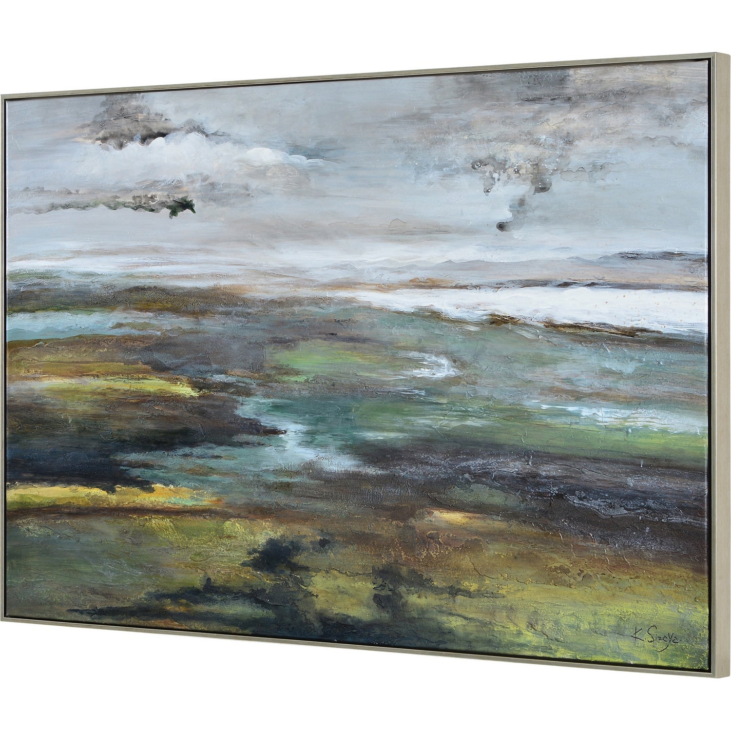 Sprucer Canvas Art in Champagne Silver