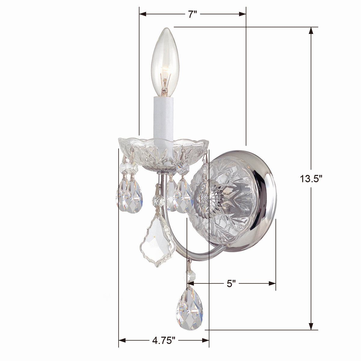 Imperial One Light Wall Sconce in Polished Chrome