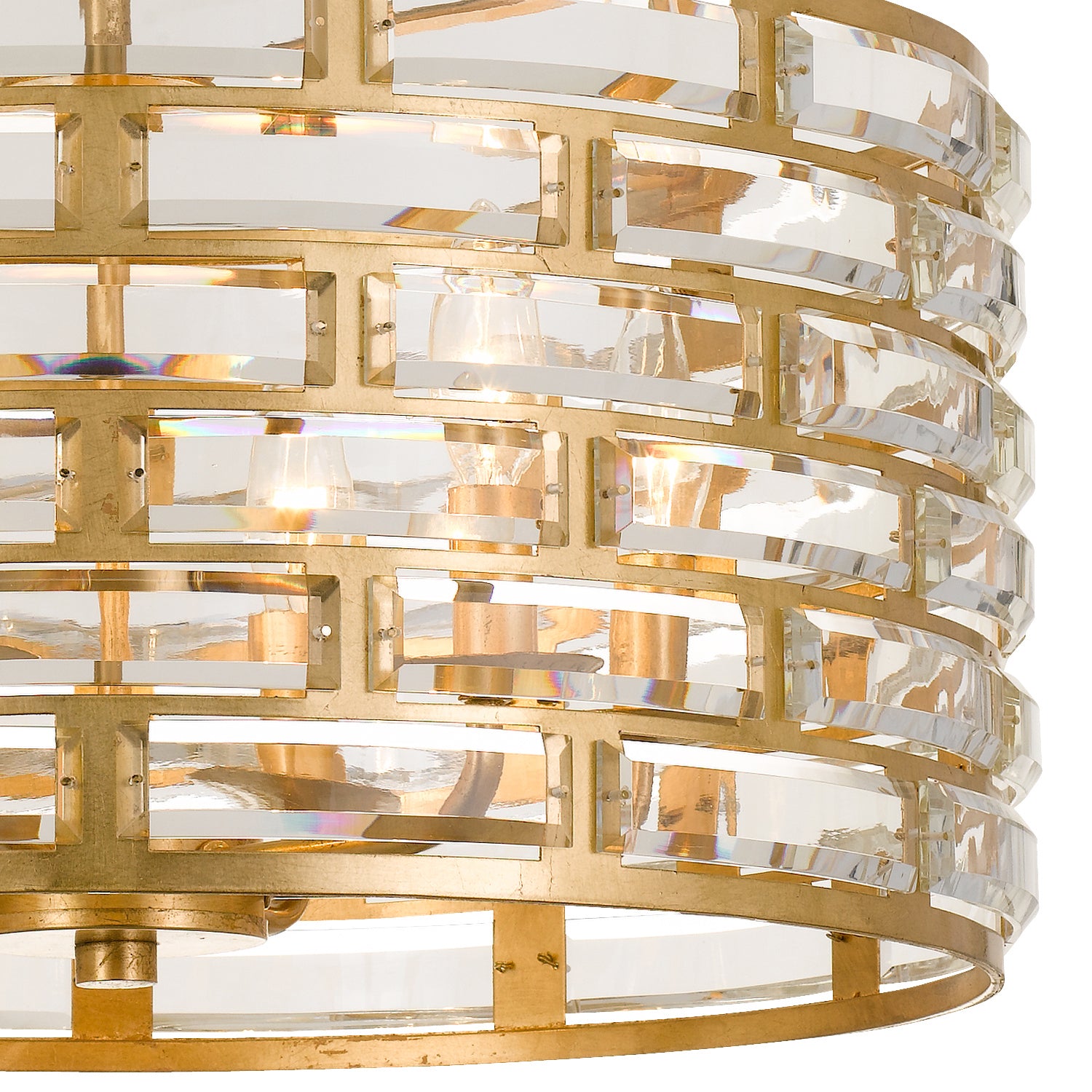 Meridian Six Light Semi Flush Mount in Antique Gold