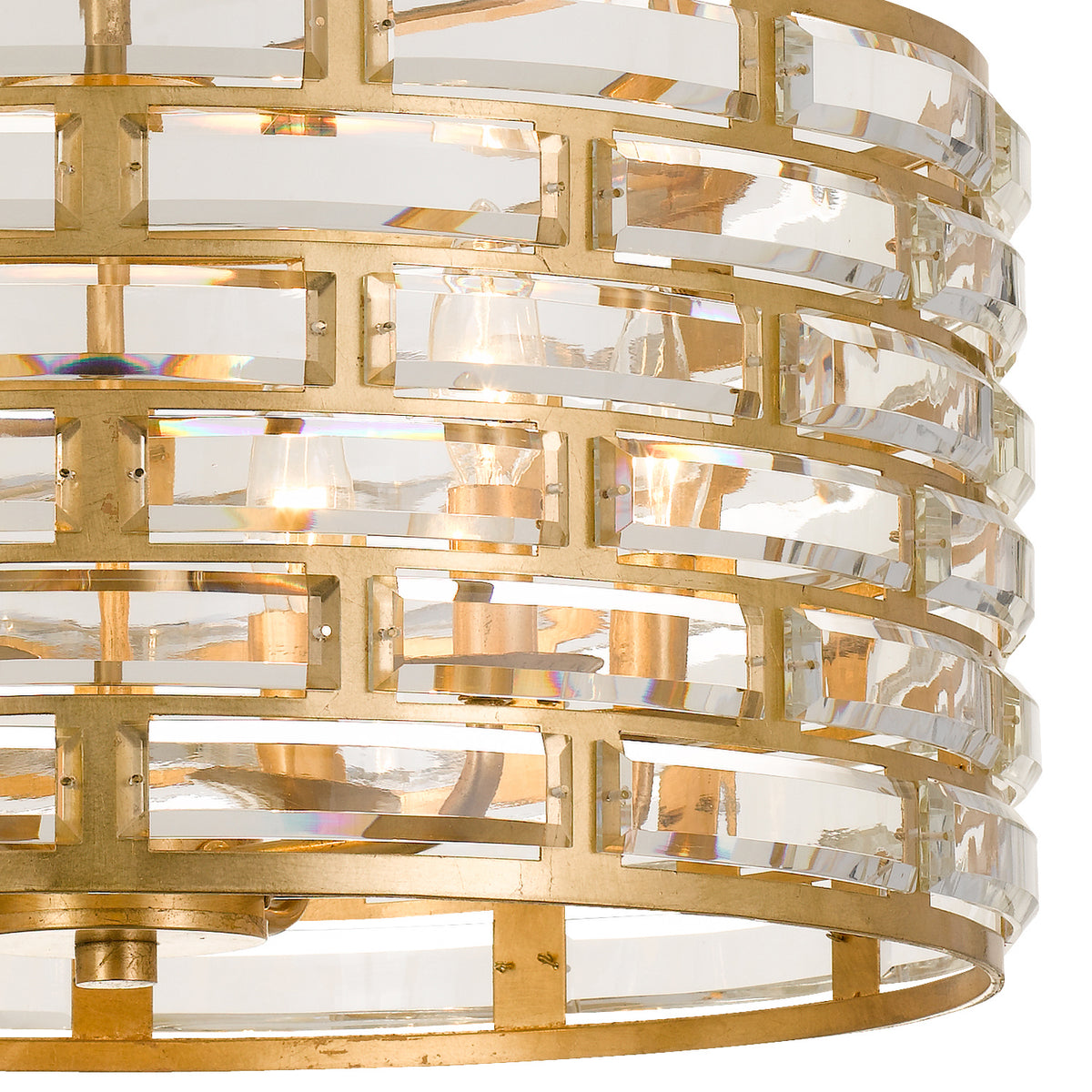 Meridian Six Light Semi Flush Mount in Antique Gold