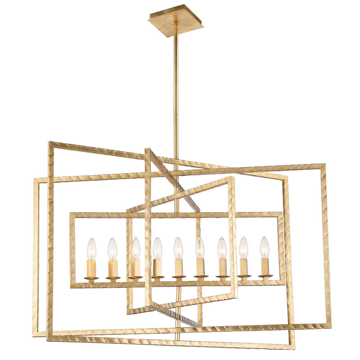 Capri Nine Light Chandelier in Antique Gold