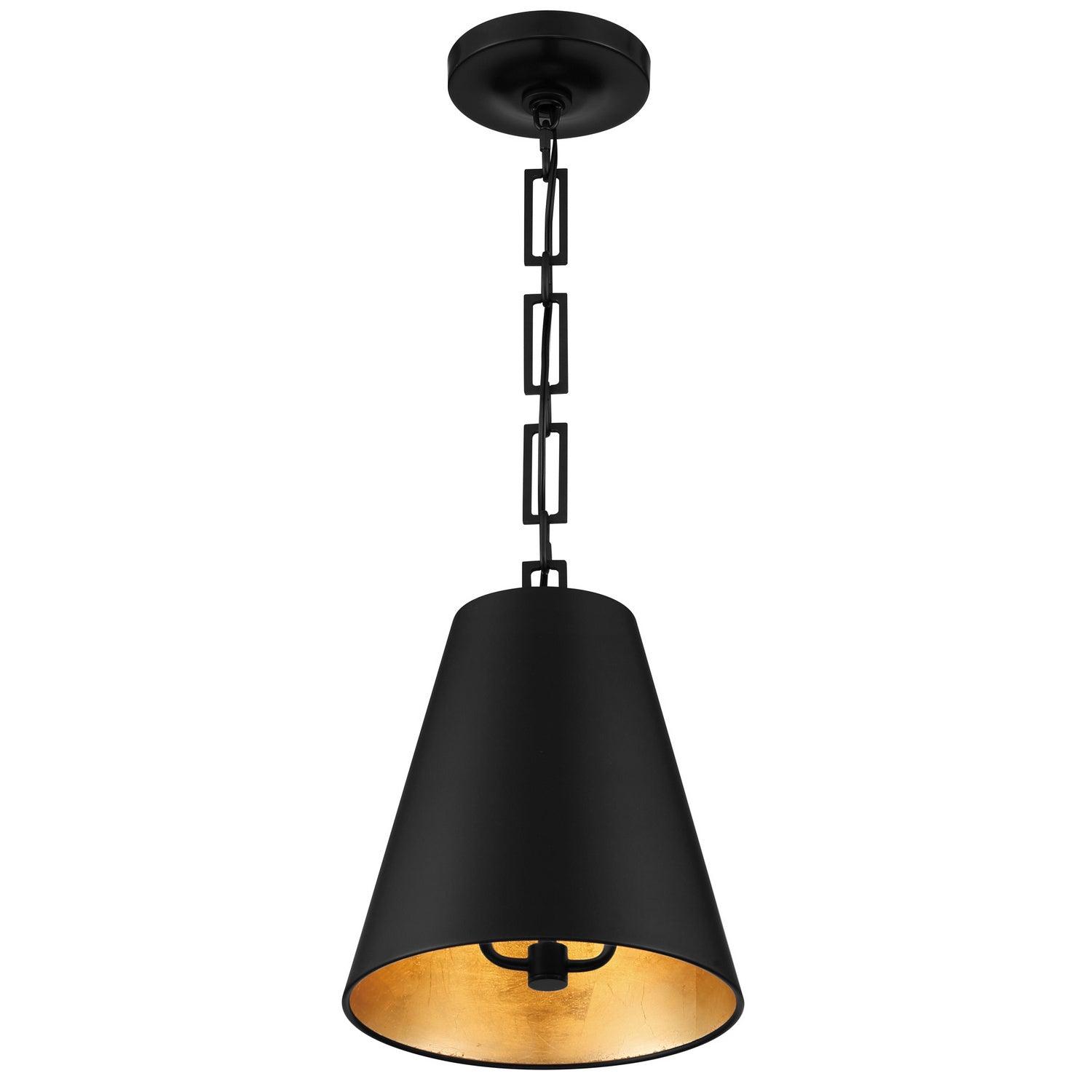 Alston Two Light Chandelier in Matte Black + Antique Gold