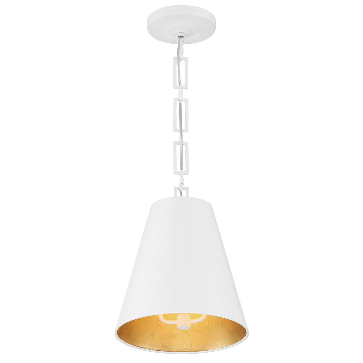 Alston Two Light Chandelier in Matte White + Antique Gold