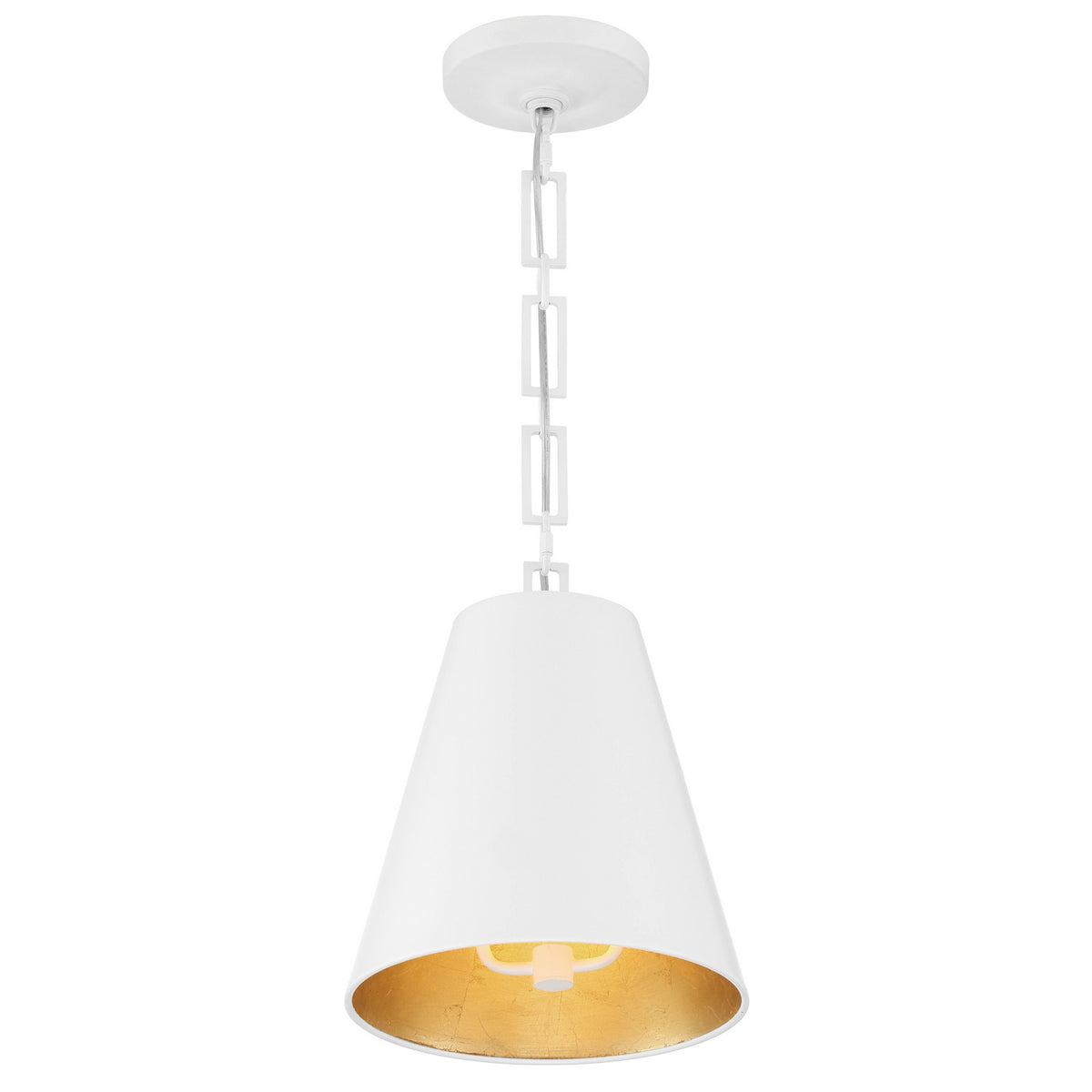 Alston Two Light Chandelier in Matte White + Antique Gold
