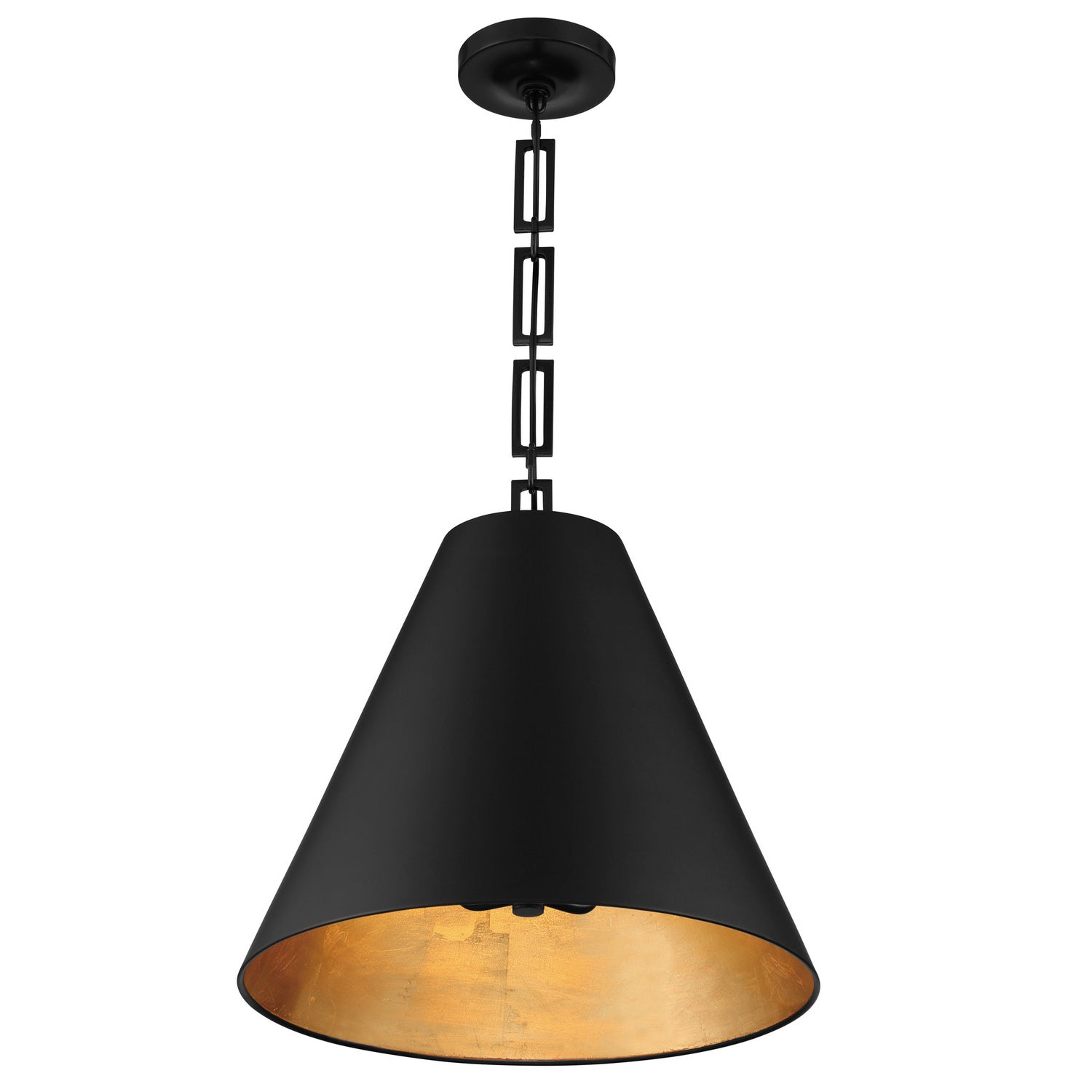 Alston Three Light Chandelier in Matte Black + Antique Gold
