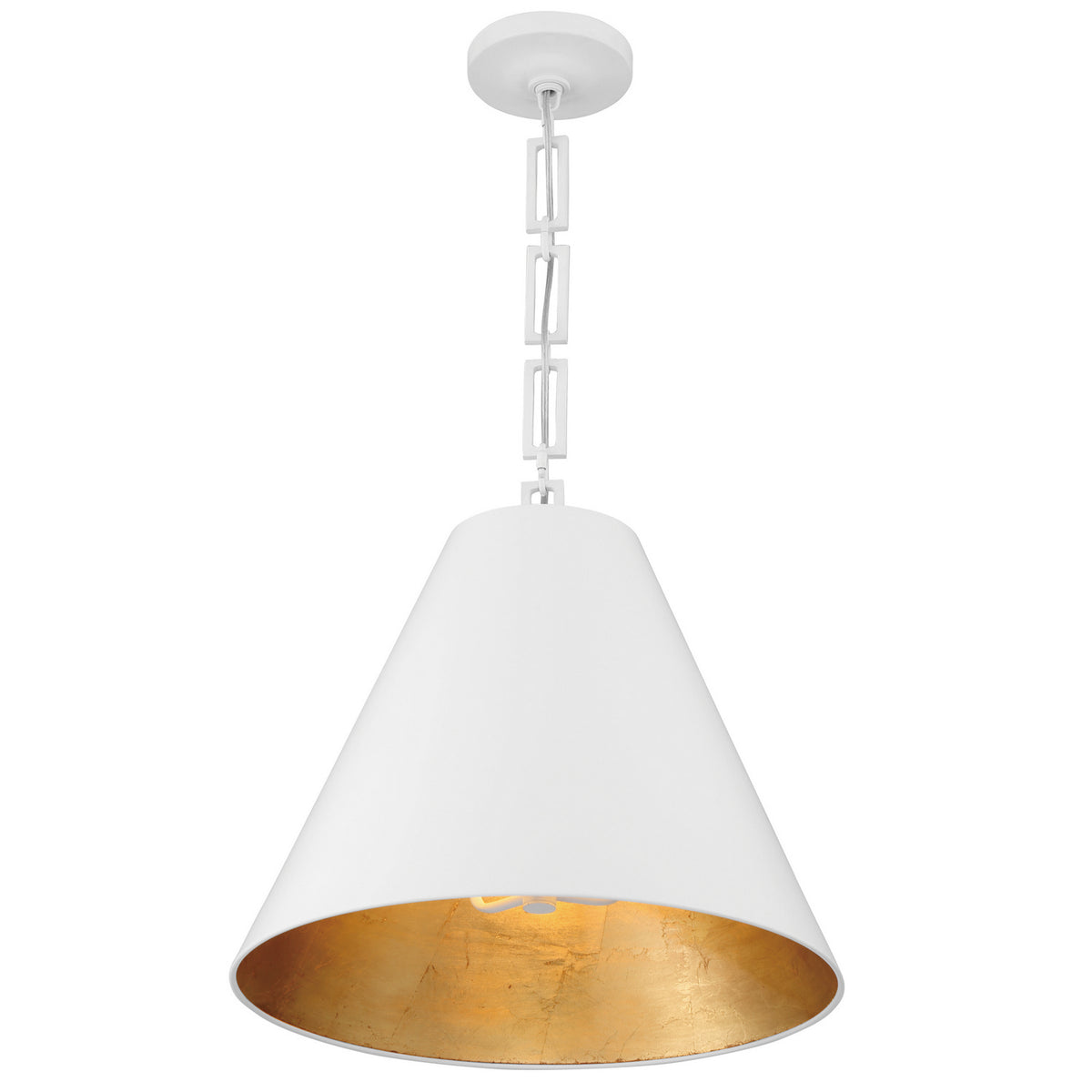 Alston Three Light Chandelier in Matte White + Antique Gold