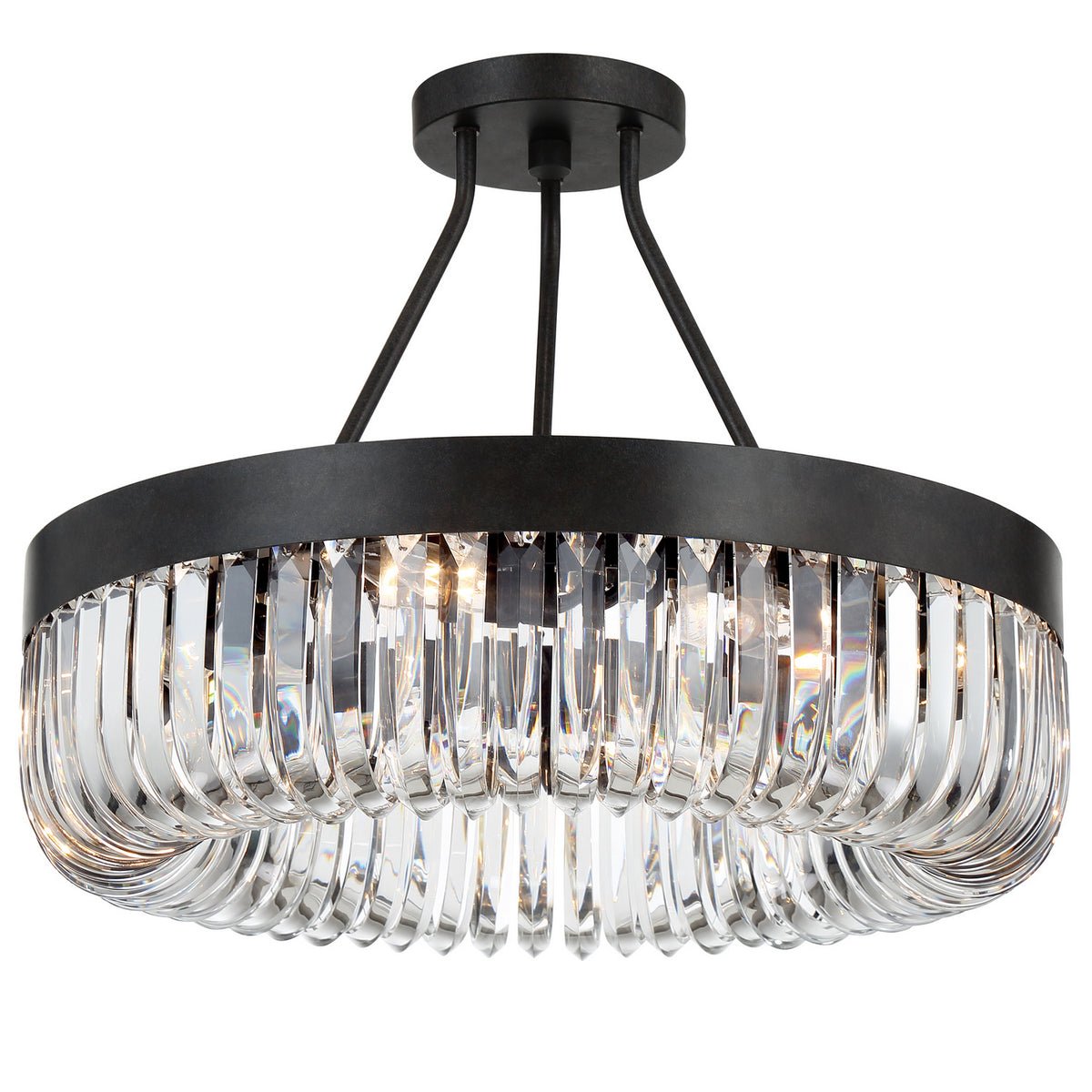 Alister Eight Light Semi Flush Mount in Charcoal Bronze