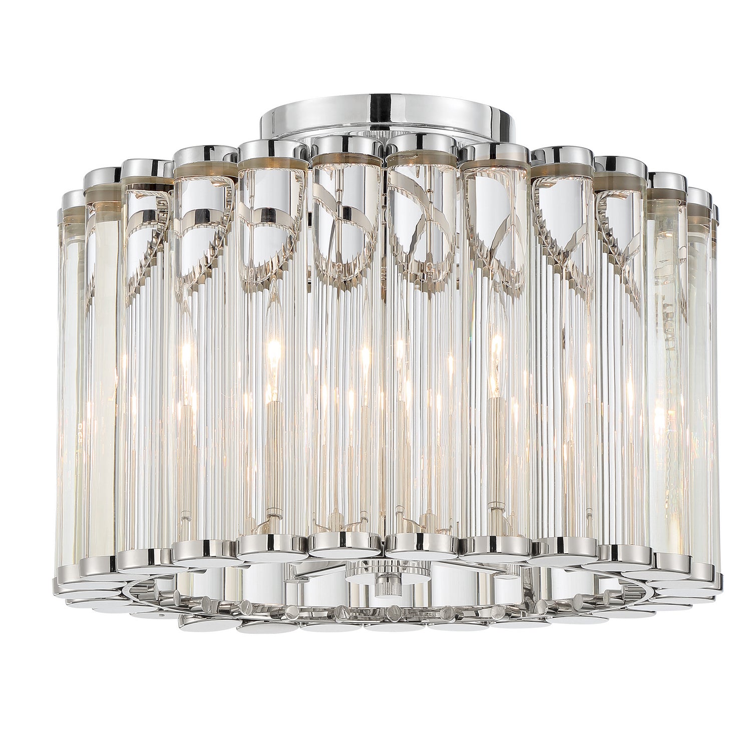 Elliot Four Light Semi Flush Mount in Polished Nickel
