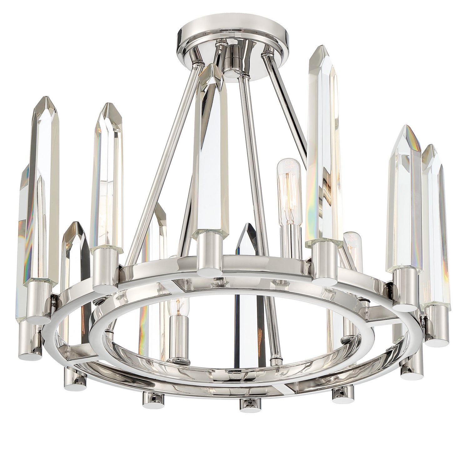 Watson Four Light Semi Flush Mount in Polished Nickel