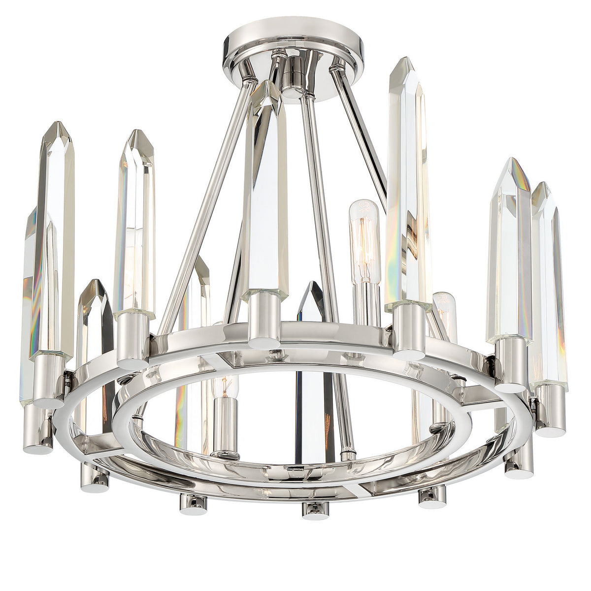 Watson Four Light Semi Flush Mount in Polished Nickel