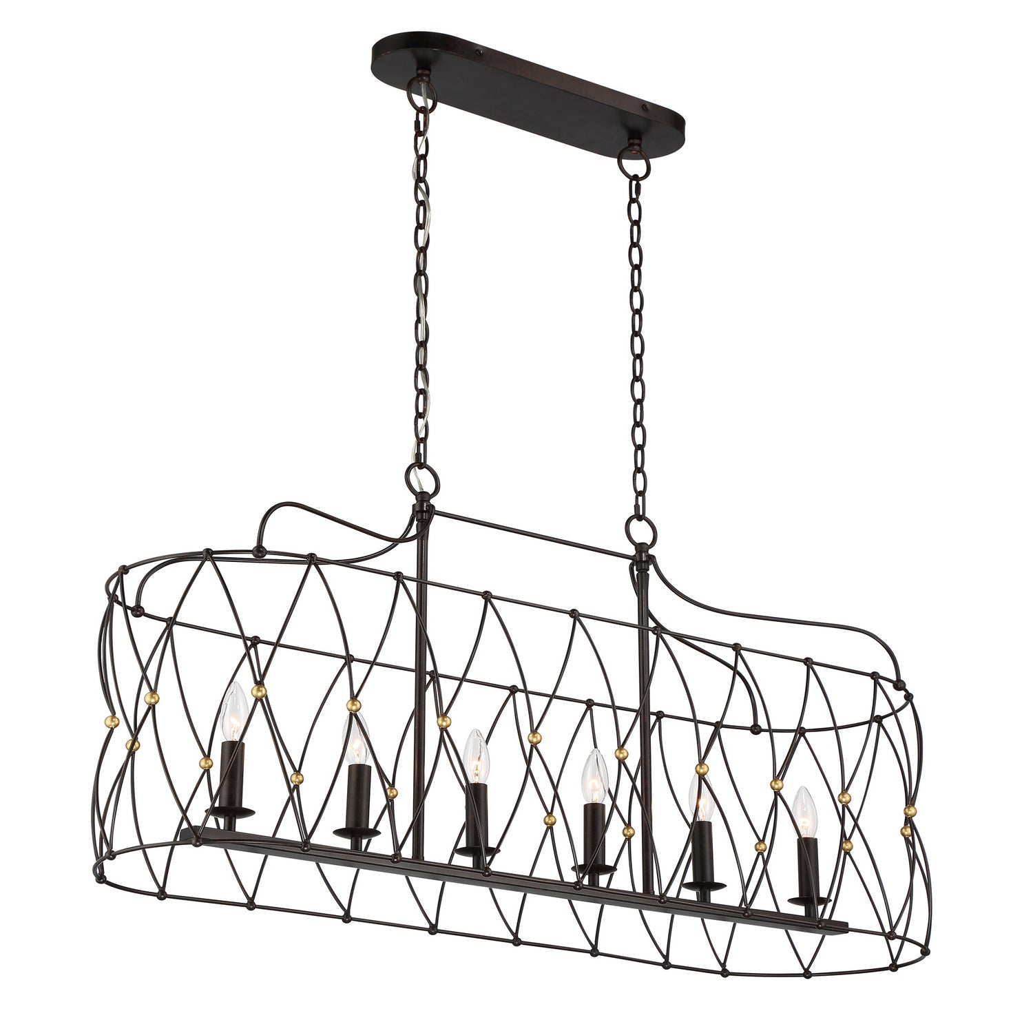 Zucca Chandelier in English Bronze + Antique Gold