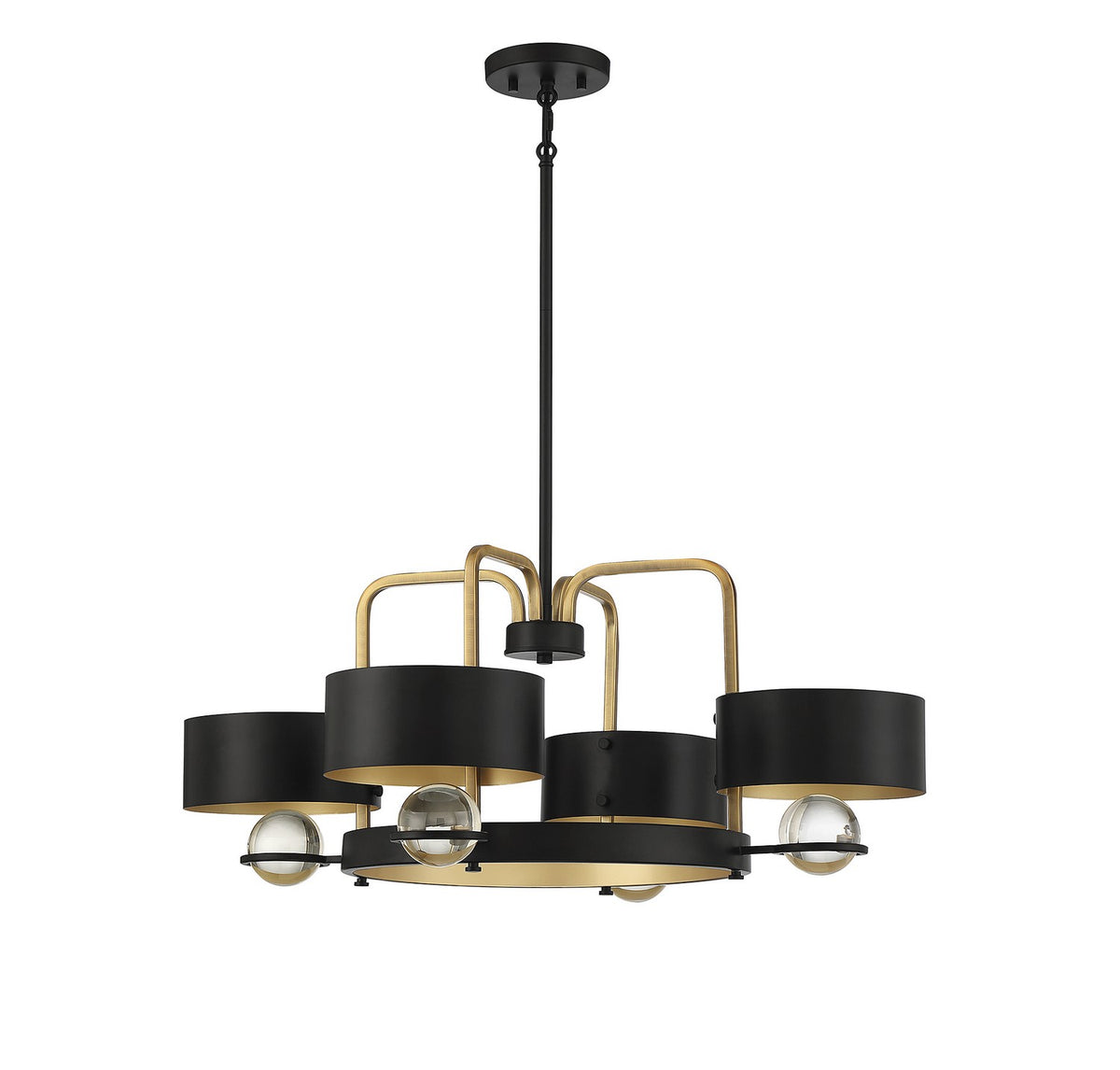 Chambord Four Light Chandelier in Vintage Black W/ Warm Brass
