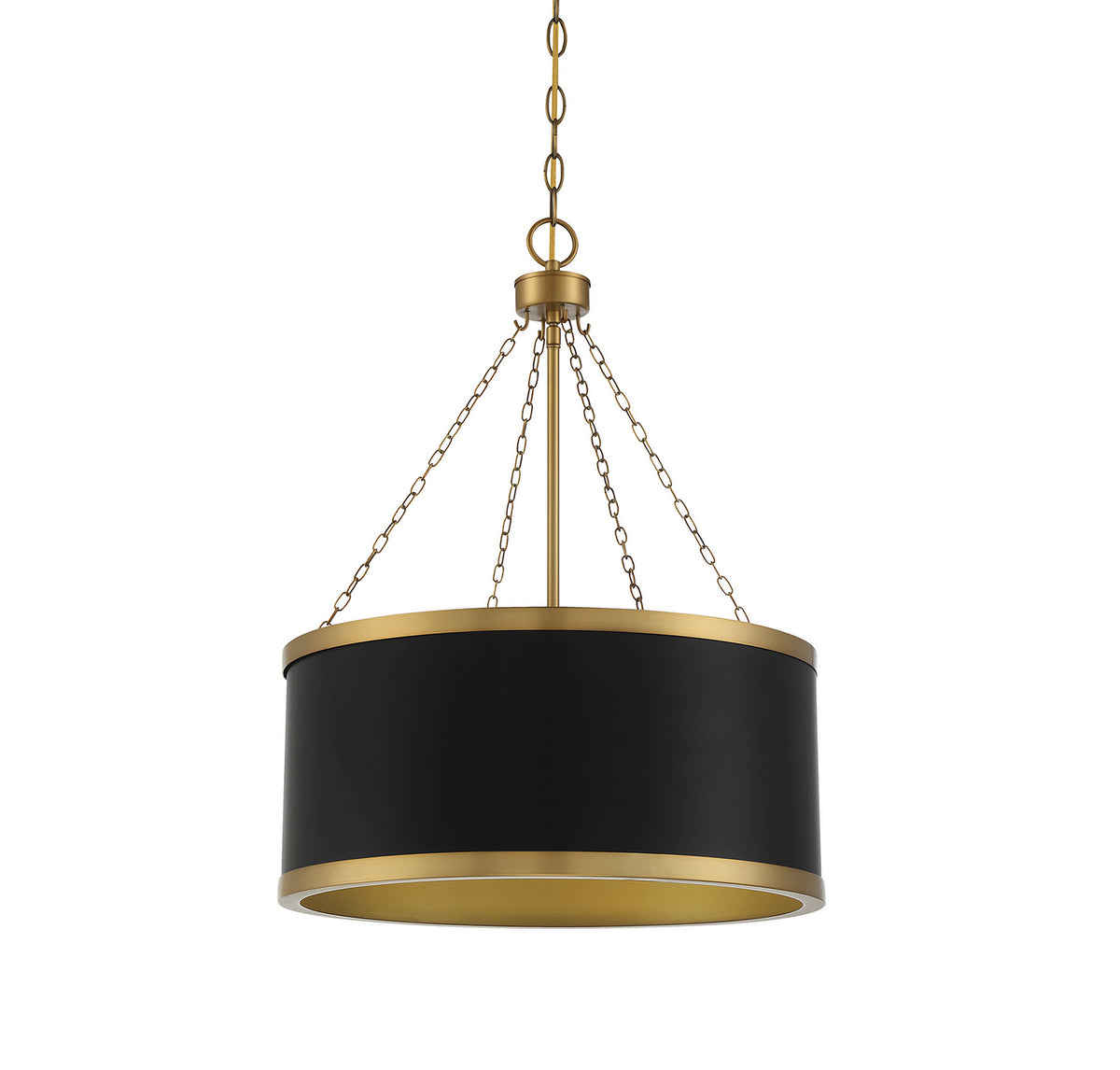 Delphi Six Light Pendant in Black with Warm Brass Accents