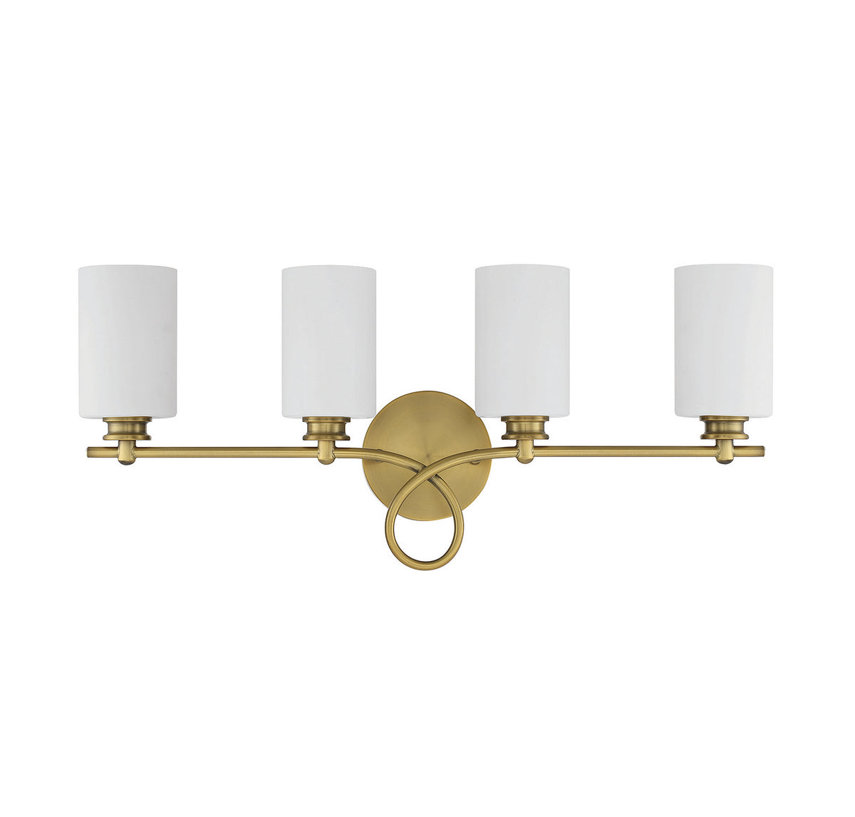 Woodbury Four Light Bath Bar in Warm Brass