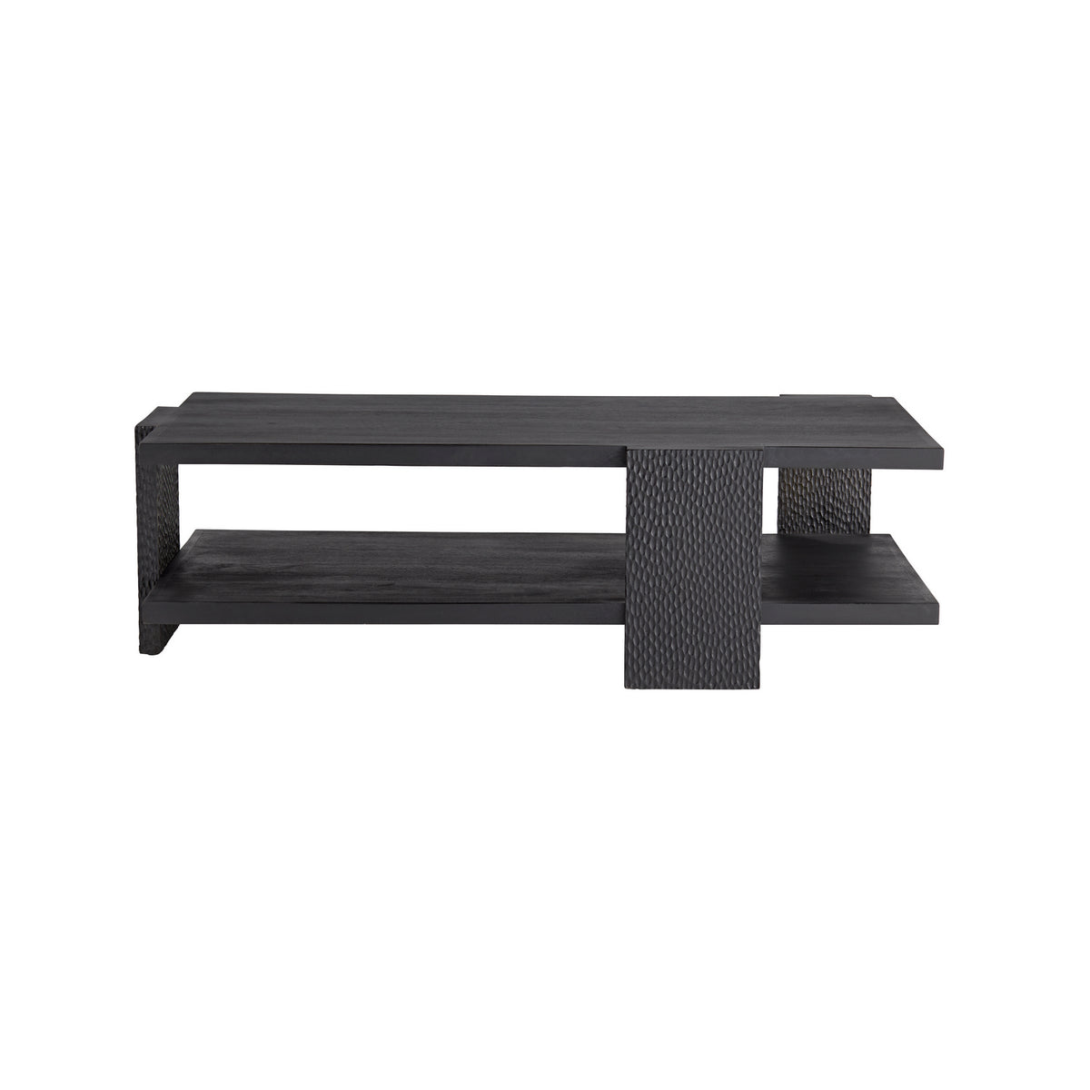 Aiden Cocktail Table in Handcarved Soft Black Waxed