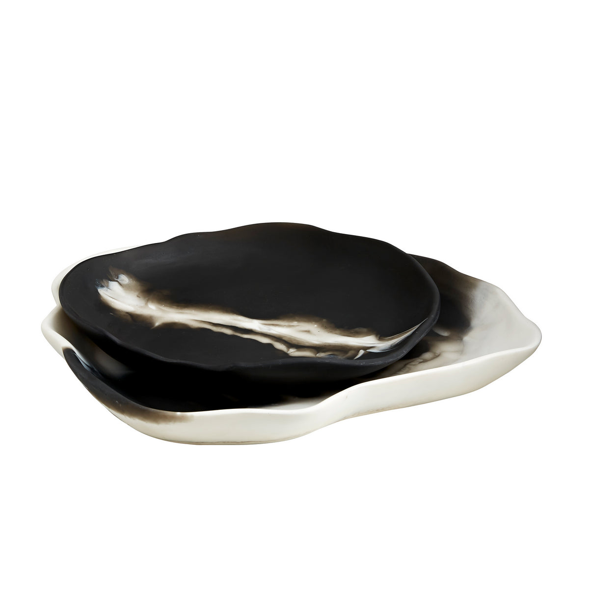 Hollies Trays, Set of 2 in Black & White