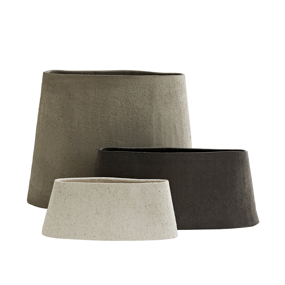 Hasta Vases, Set of 3 in Gray