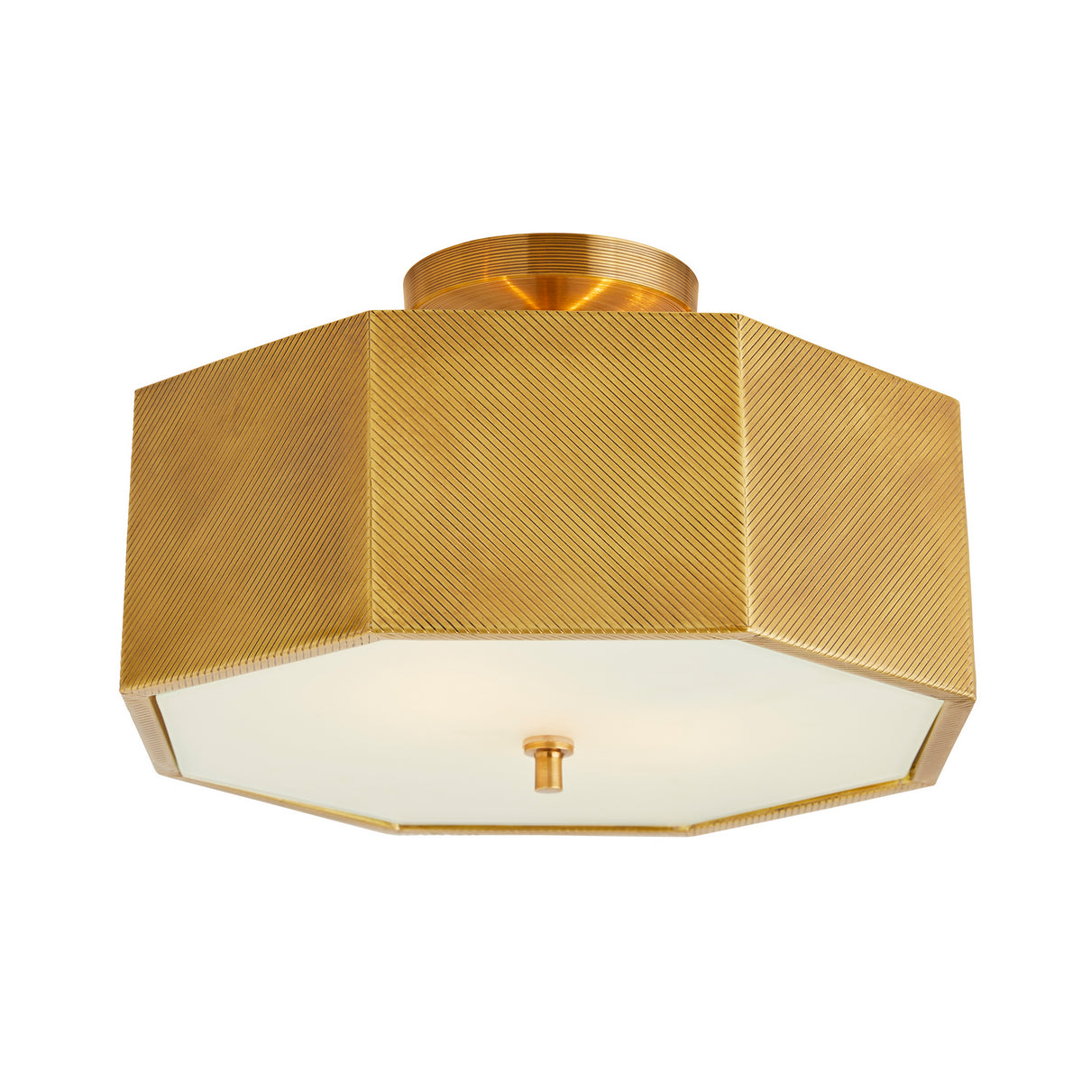 Grespan Two Light Semi-Flush Mount in Antique Brass
