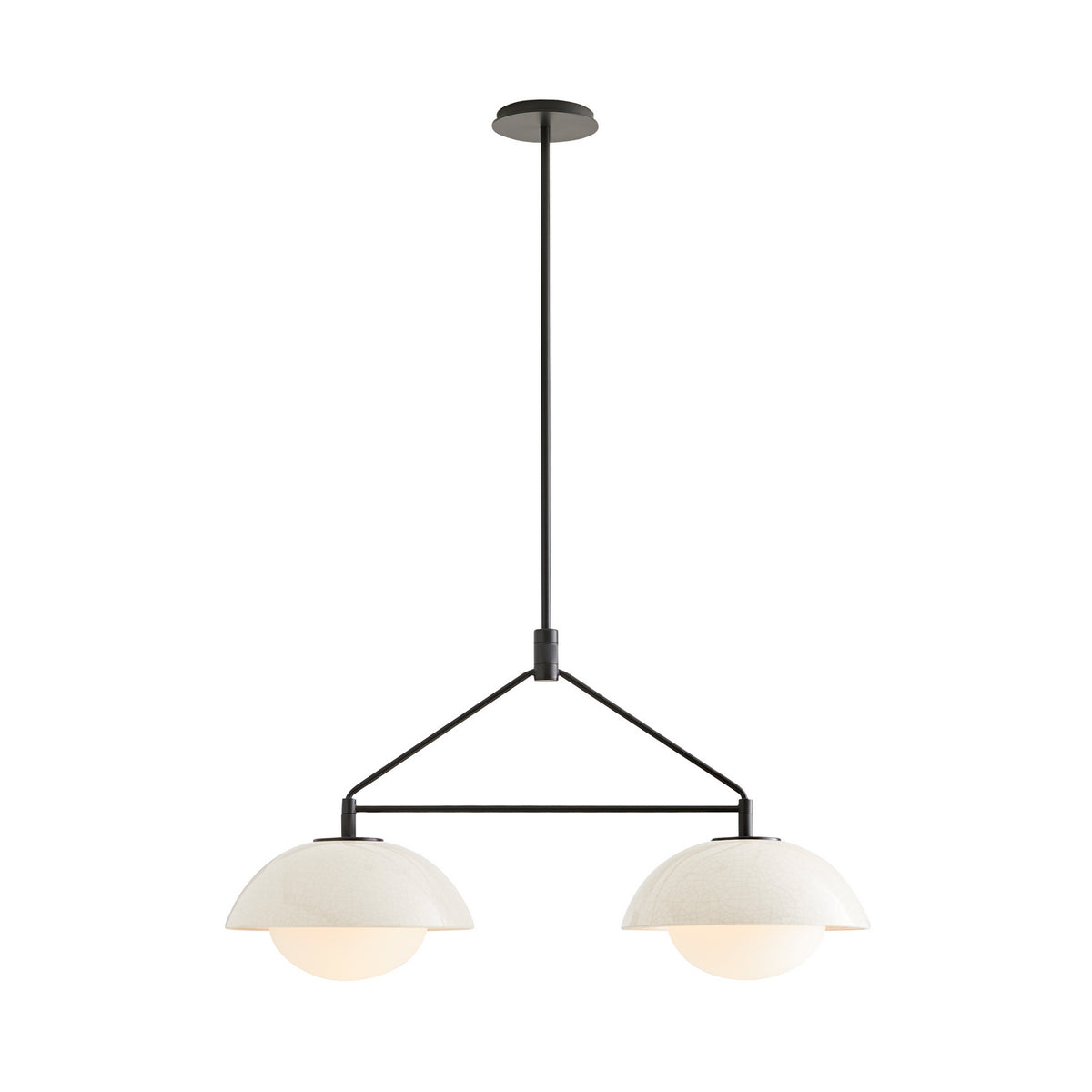 Glaze Two Light Linear Pendant in Ivory Stained Crackle