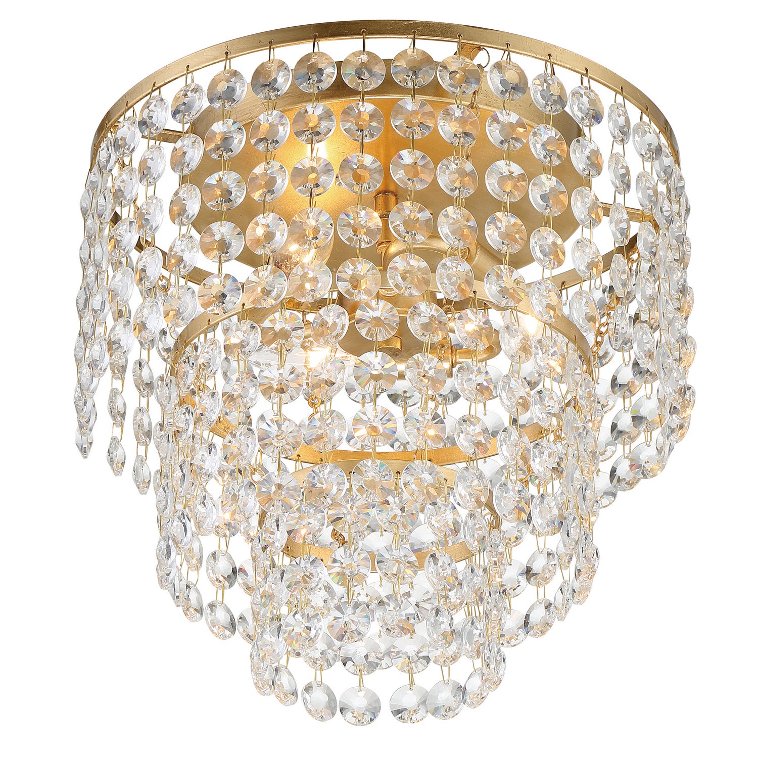 Gabrielle Three Light Flush Mount in Antique Gold