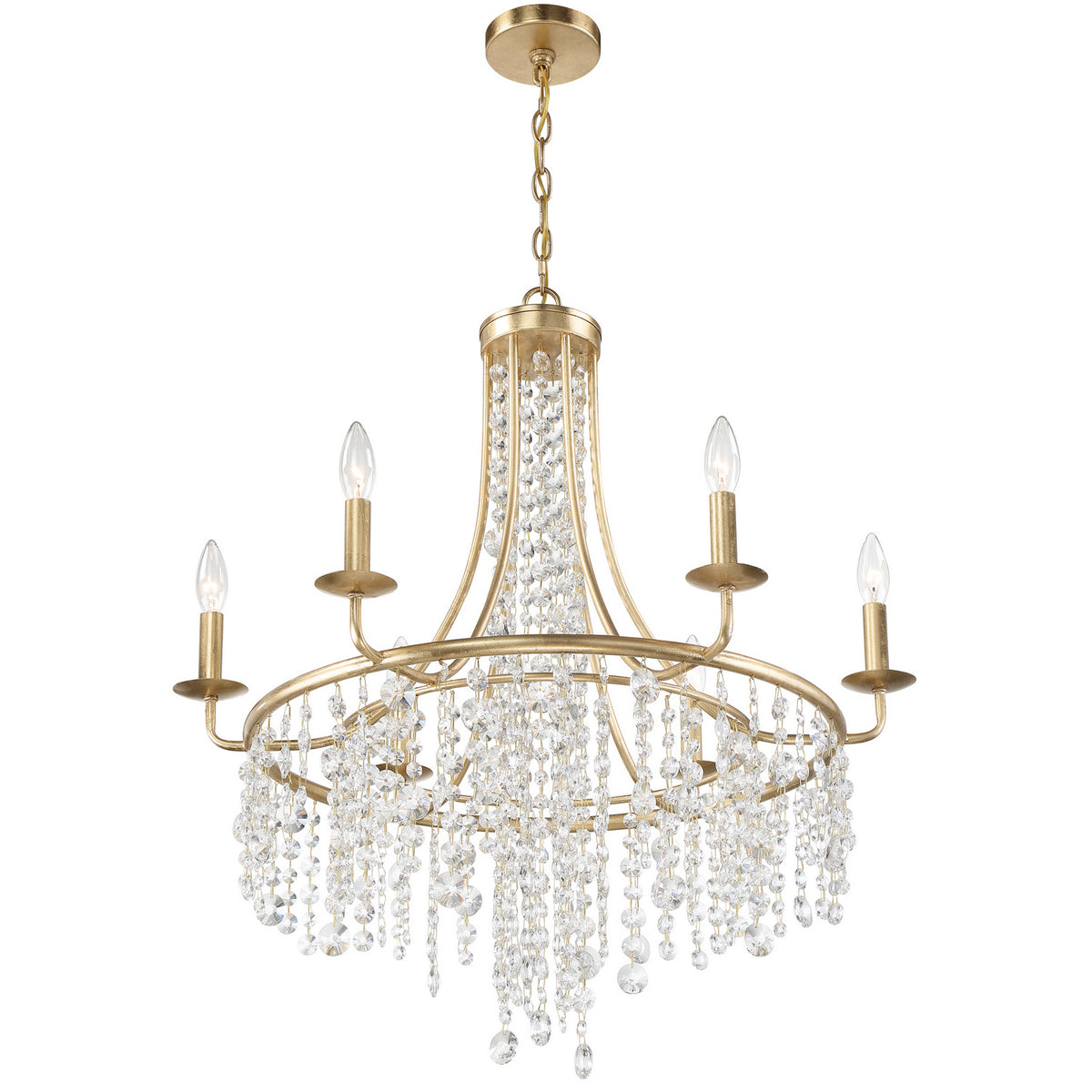 Gabrielle Six Light Chandelier in Antique Gold