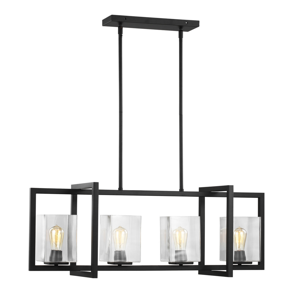 Mitte Four Light Island Pendant in Midnight Black
