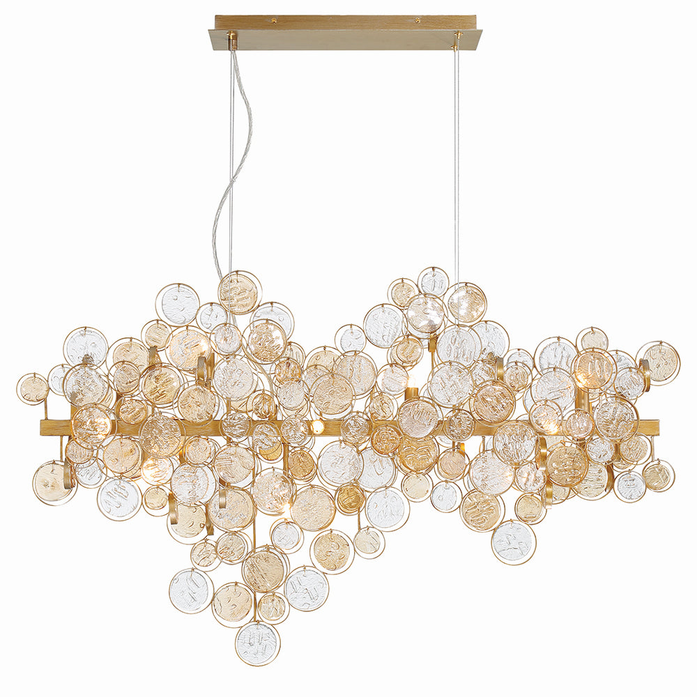 Trento 12 Light Linear Chandelier in Gold