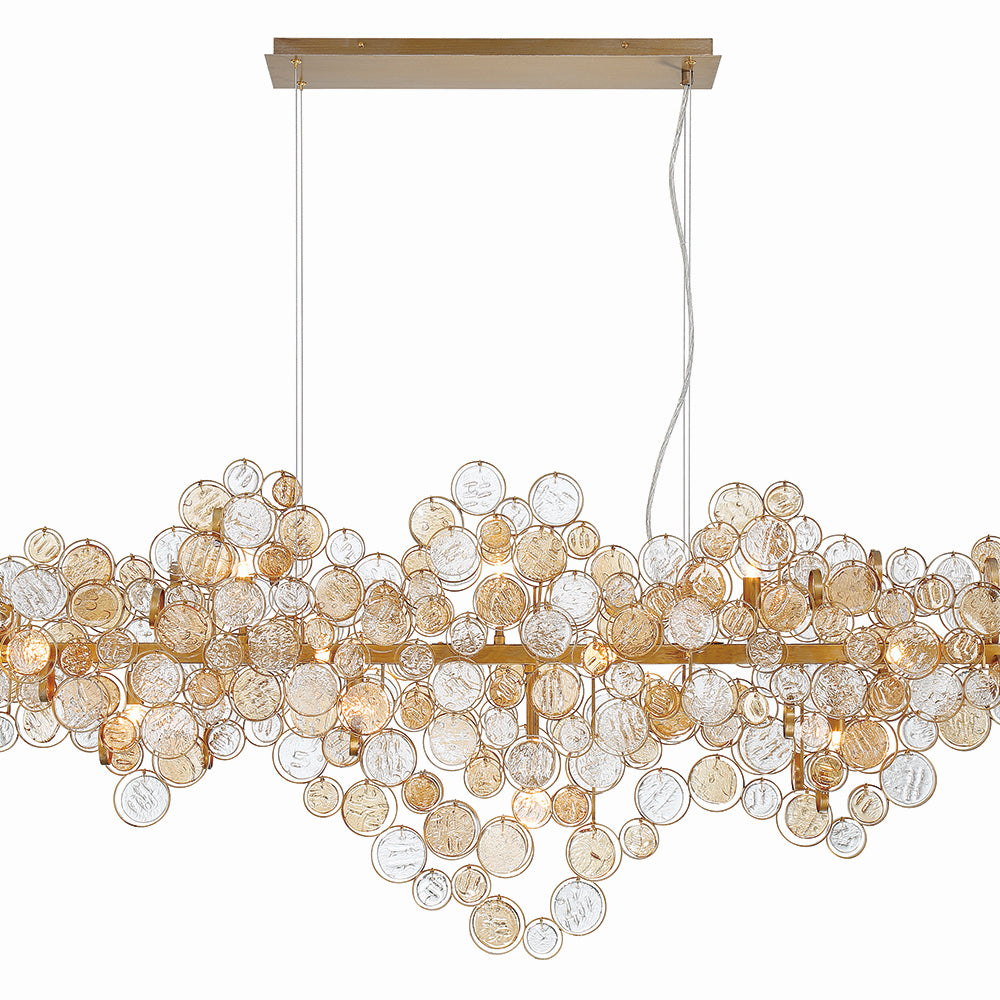 Trento 15 Light Linear Chandelier in Gold