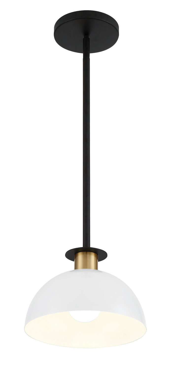 Gigi One Light Pendant in Black + Aged Brass