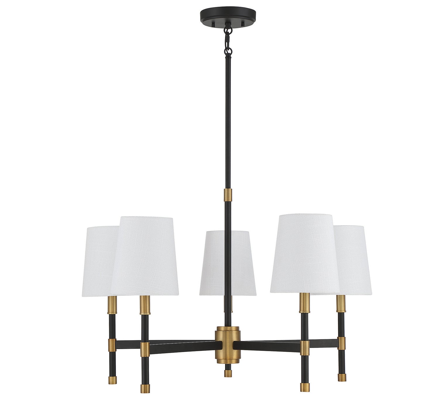 Lustre Brody à cinq lumières en noir mat avec des accents en laiton chaud