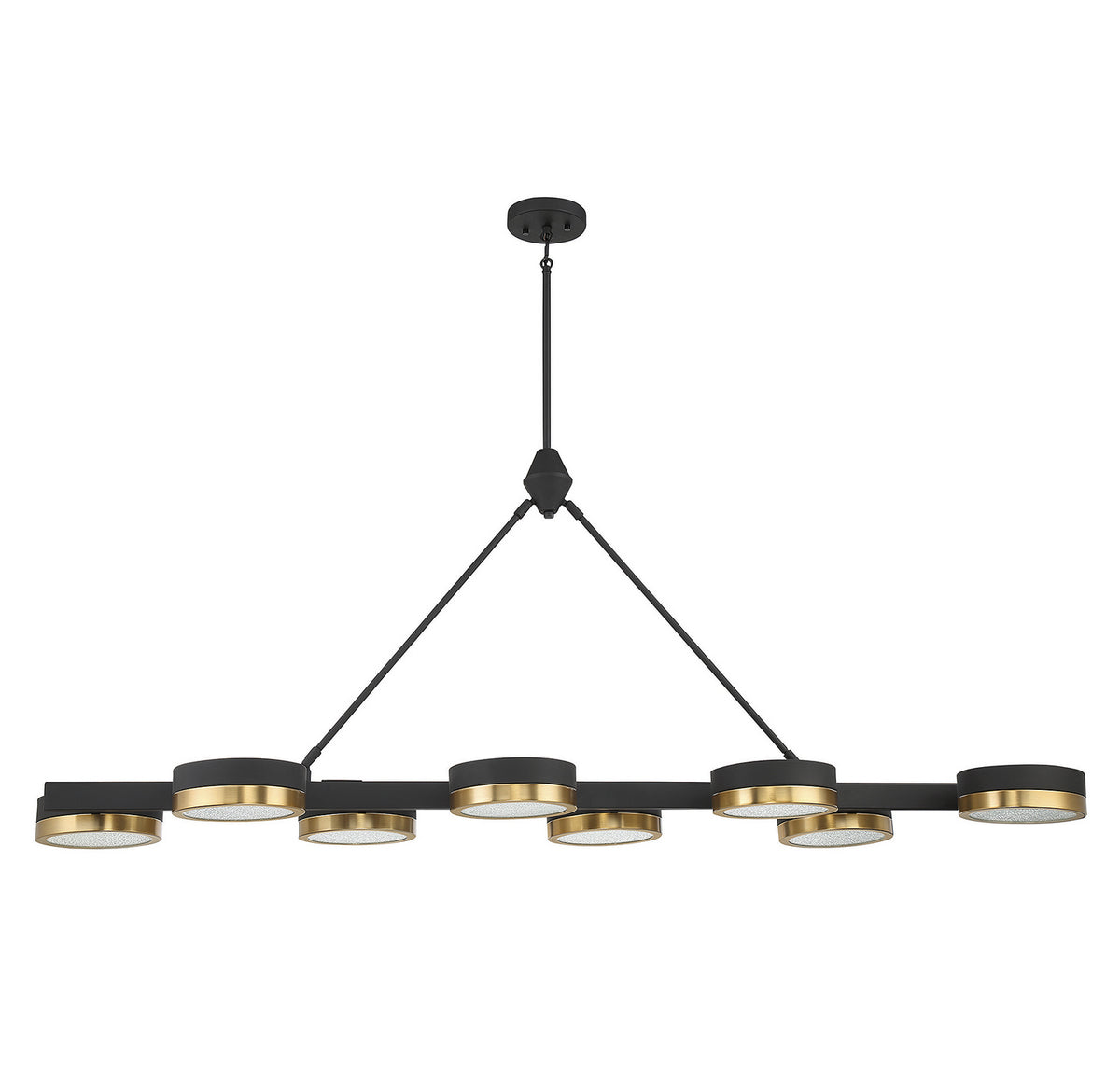 Lustre Linéaire Ashor DEL Noir Mat avec Accents Laiton Chaud