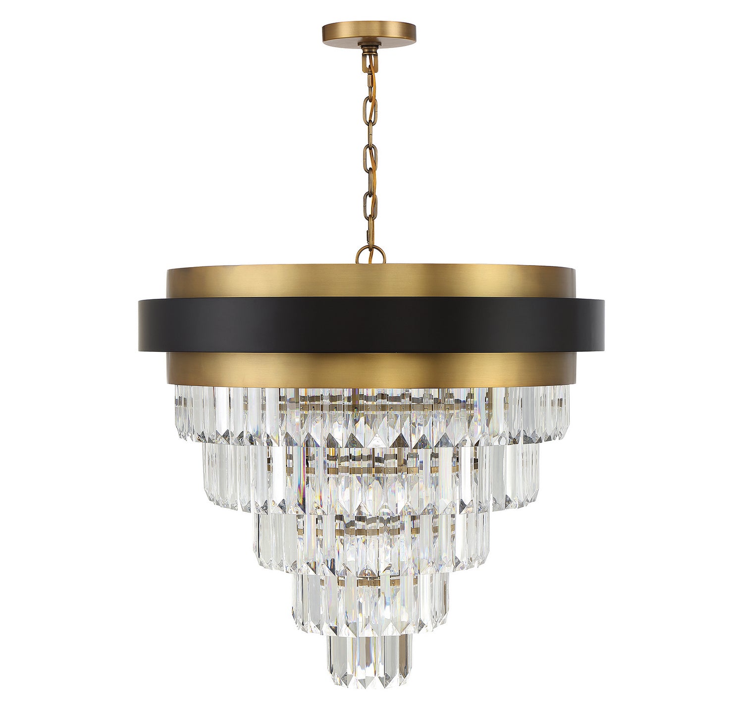 Lustre à neuf lumières Marquise en noir mat avec accents en laiton chaud