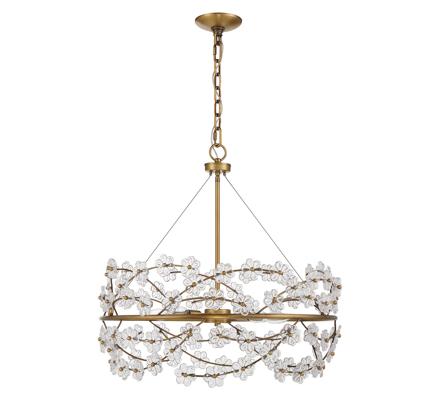 Lustre Camille à cinq lumières en laiton chaud