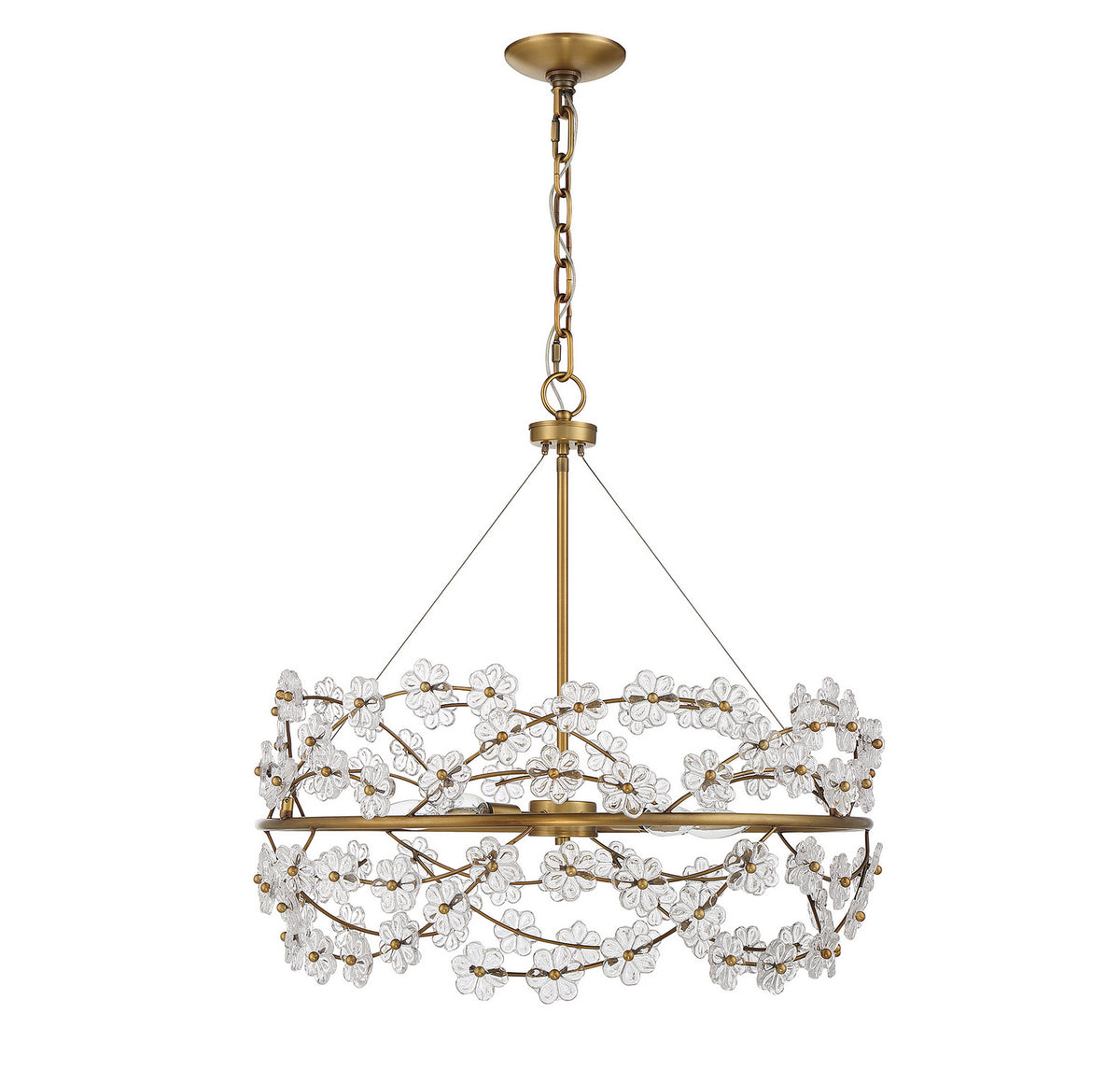 Camille Five Light Chandelier in Warm Brass