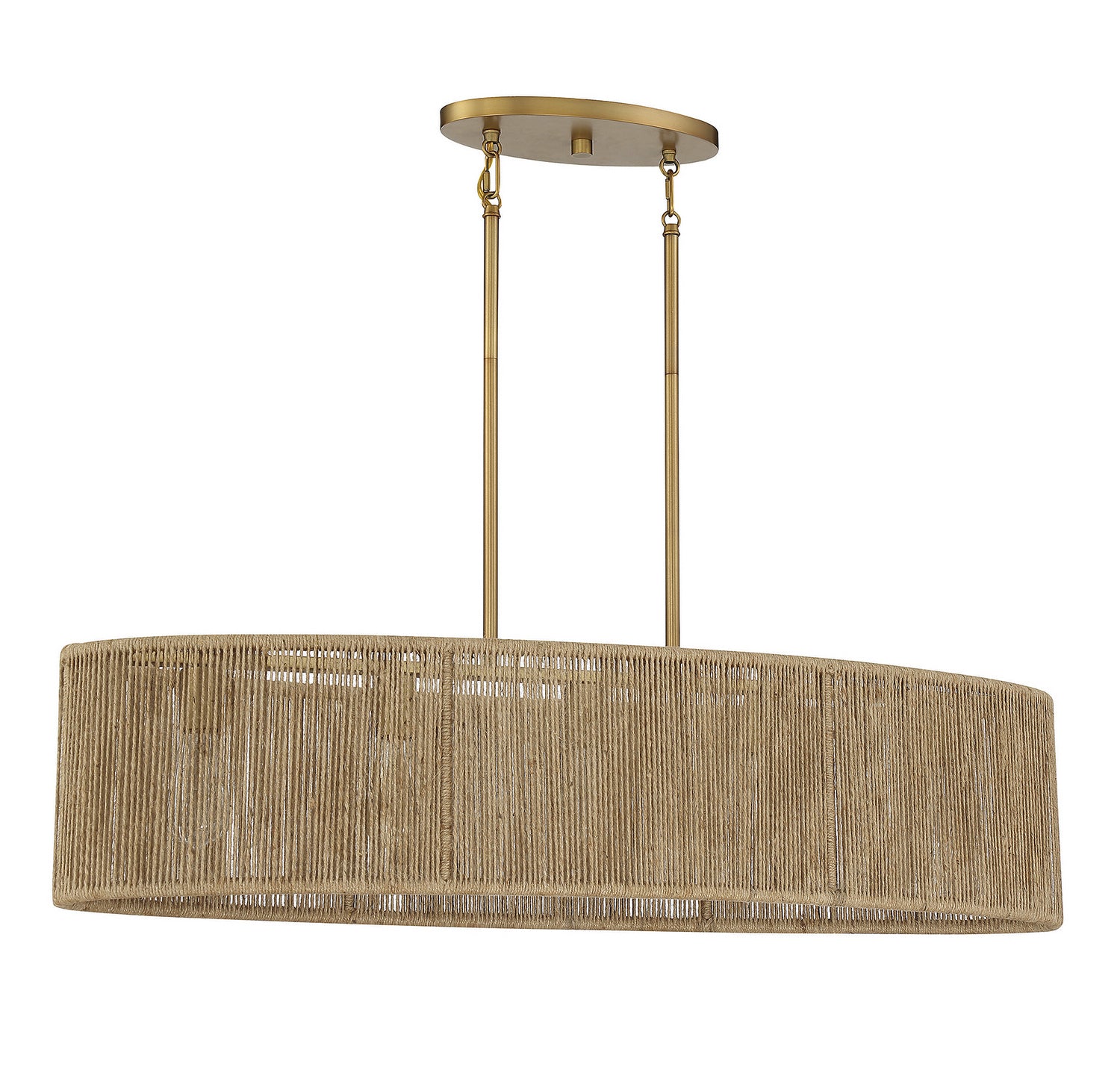 Lustre Ashe à cinq lumières en laiton chaud et corde