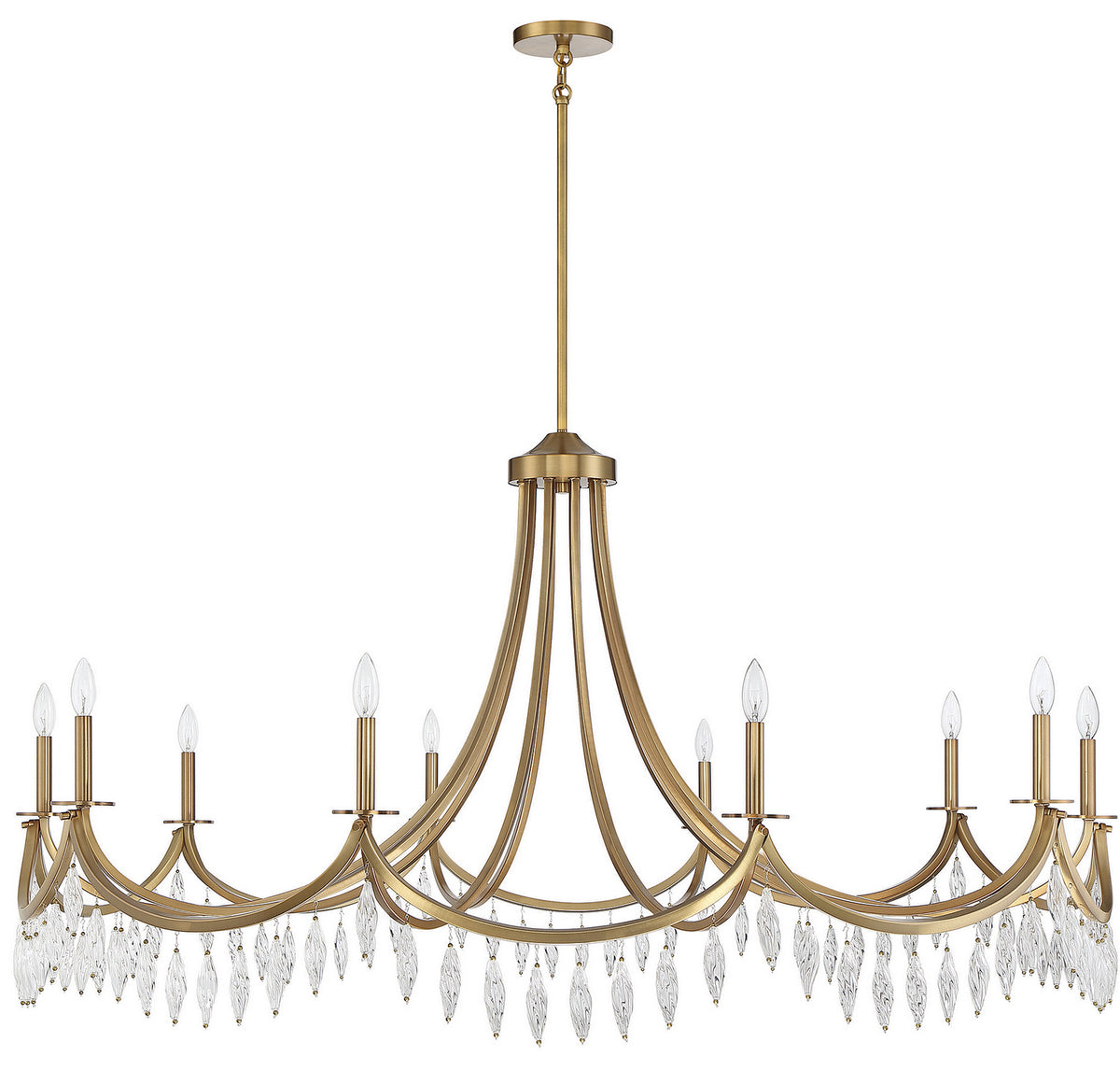 Kameron Ten Light Chandelier in Warm Brass