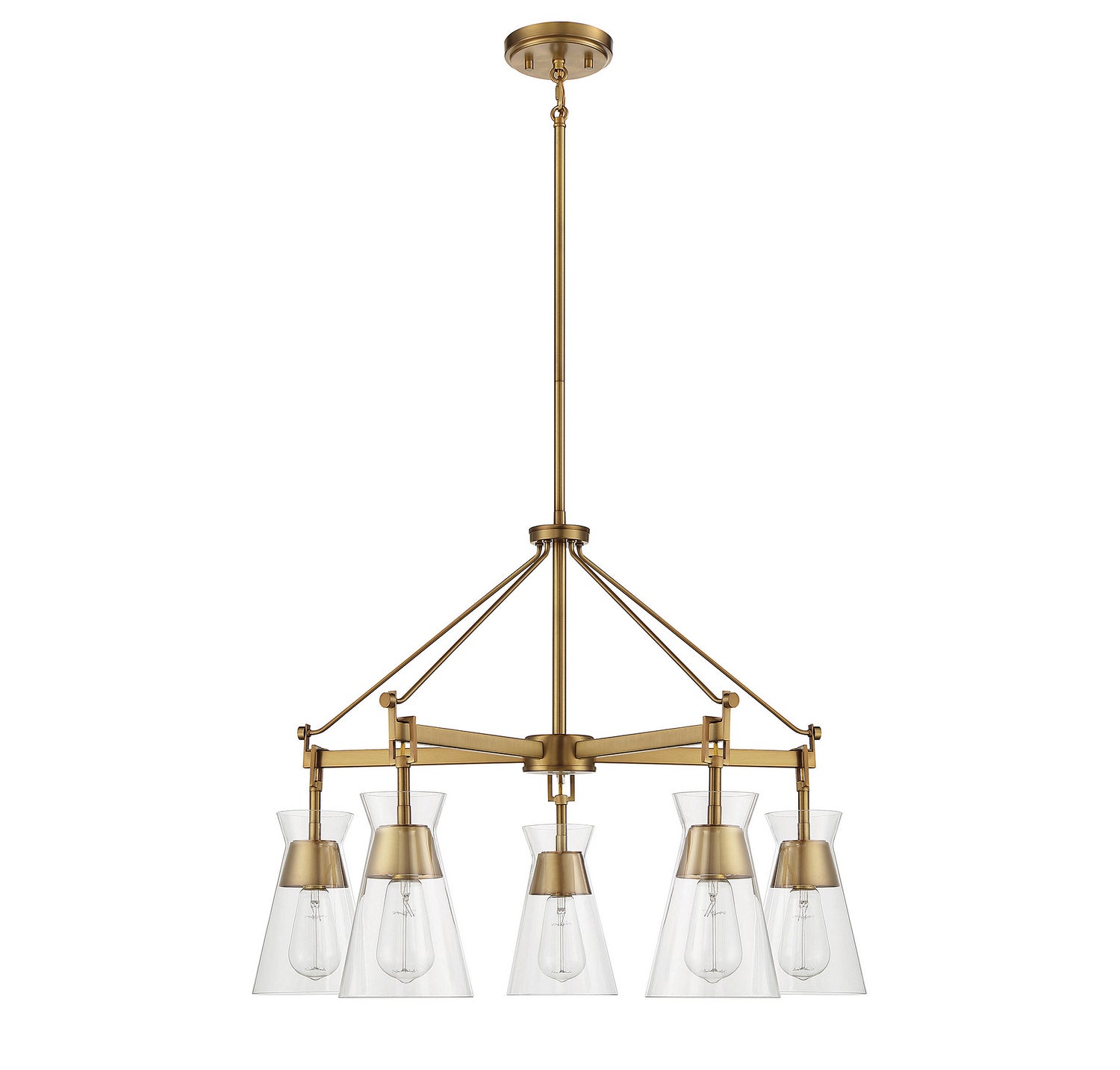 Lustre Lakewood à cinq lumières en laiton chaud