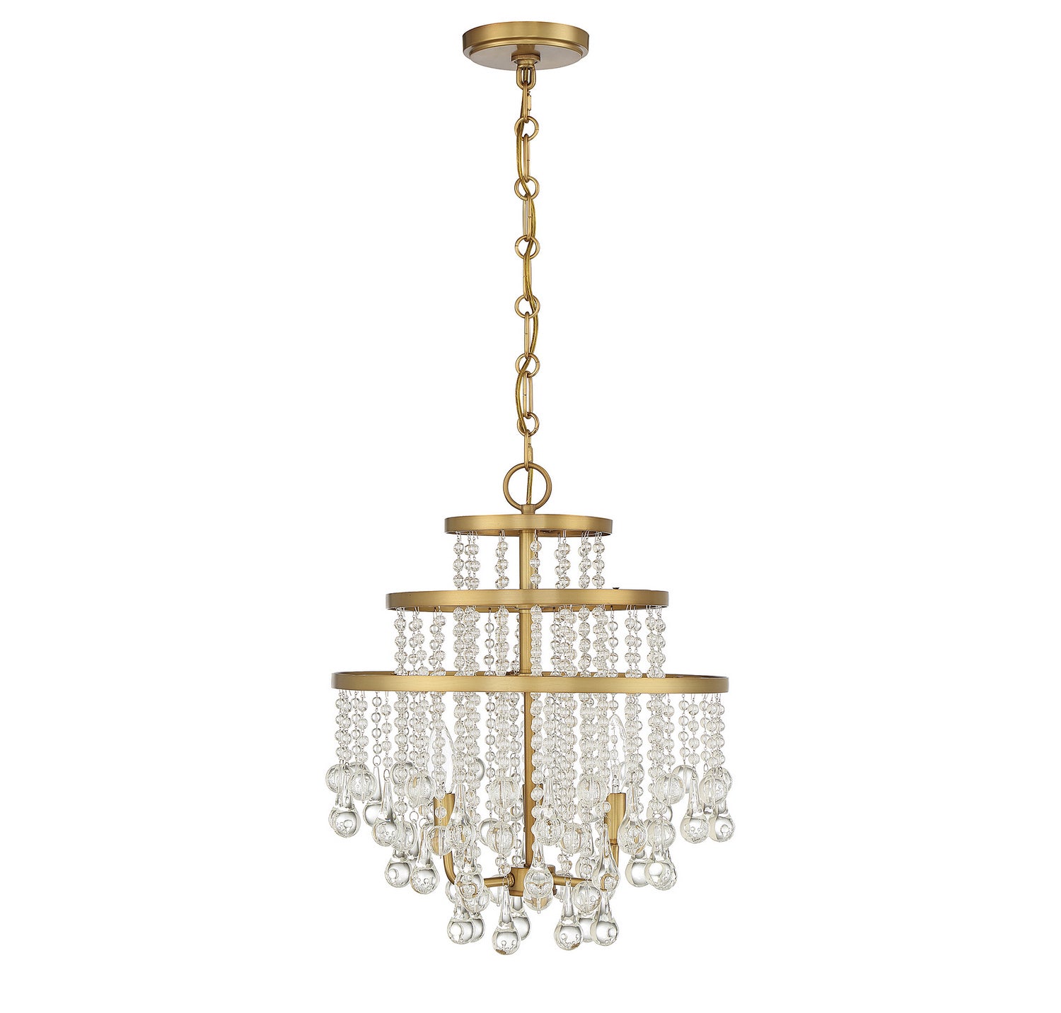 Luna Three Light Mini Chandelier in Warm Brass
