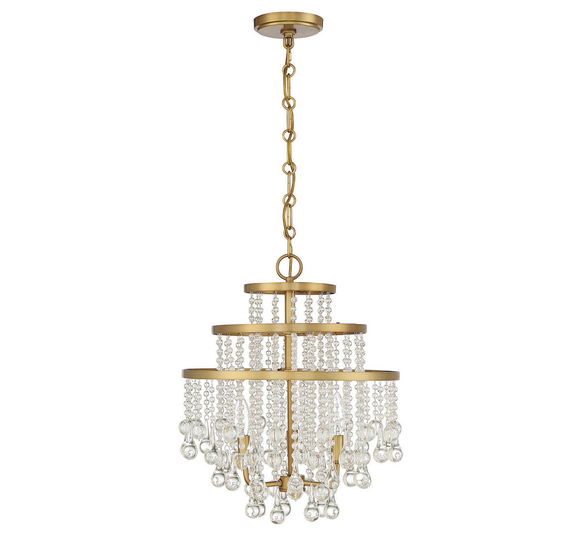 Luna Three Light Mini Chandelier in Warm Brass