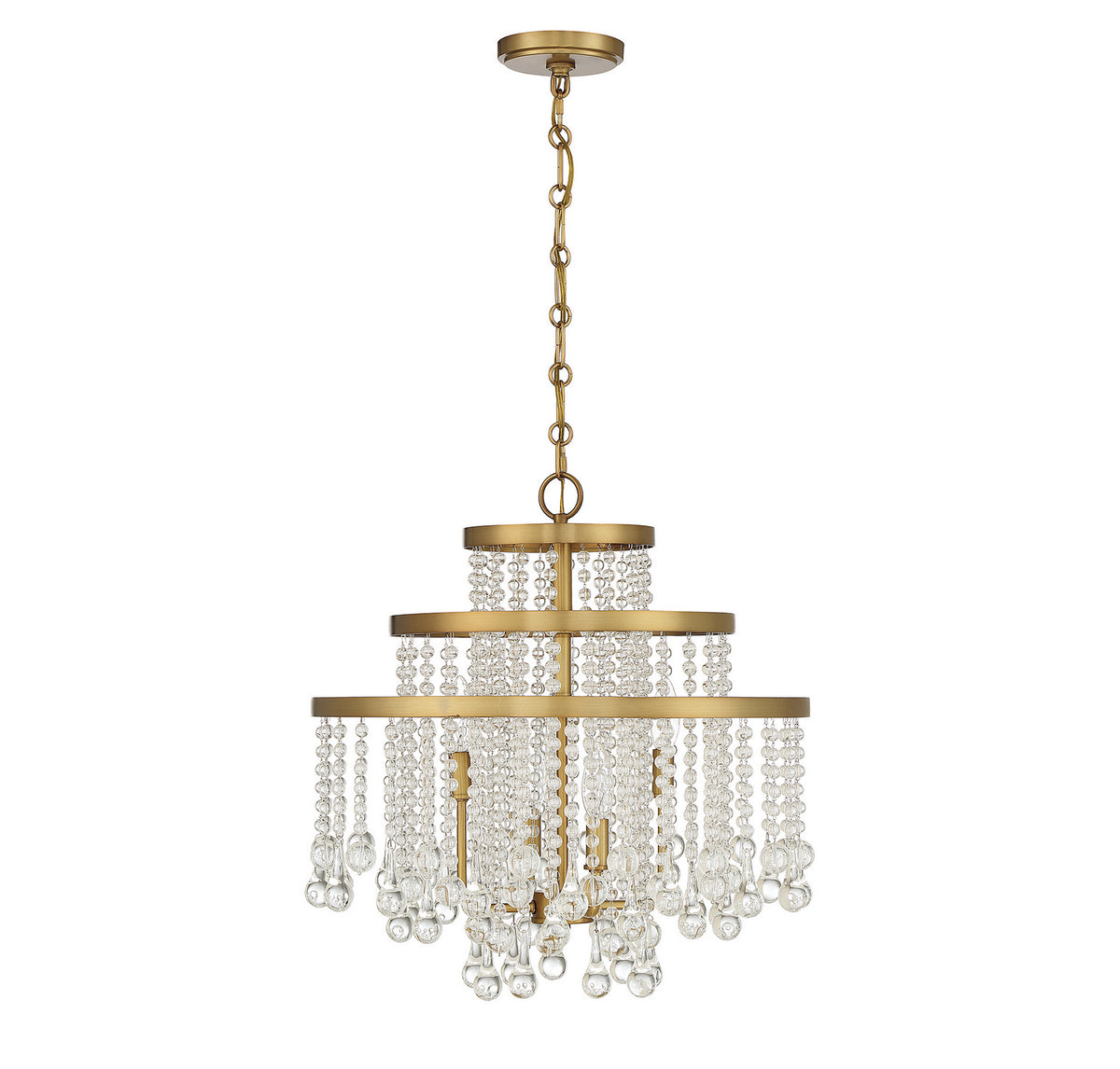 Luna Four Light Chandelier in Warm Brass