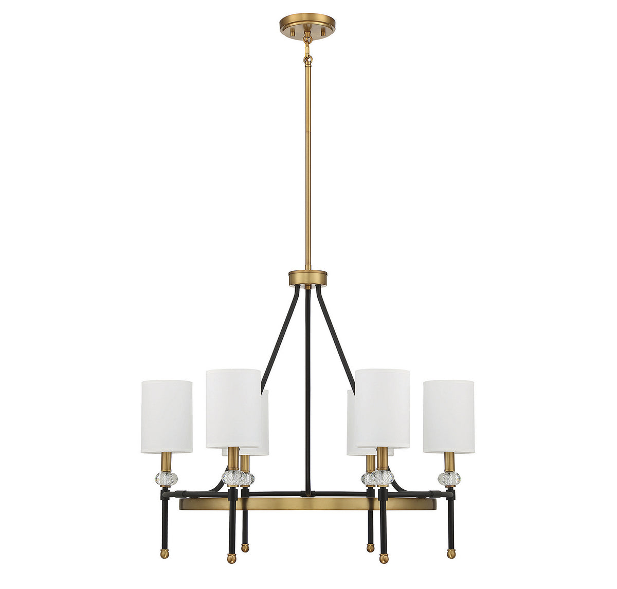 Tivoli Six Light Chandelier in Matte Black w/Warm Brass Accents