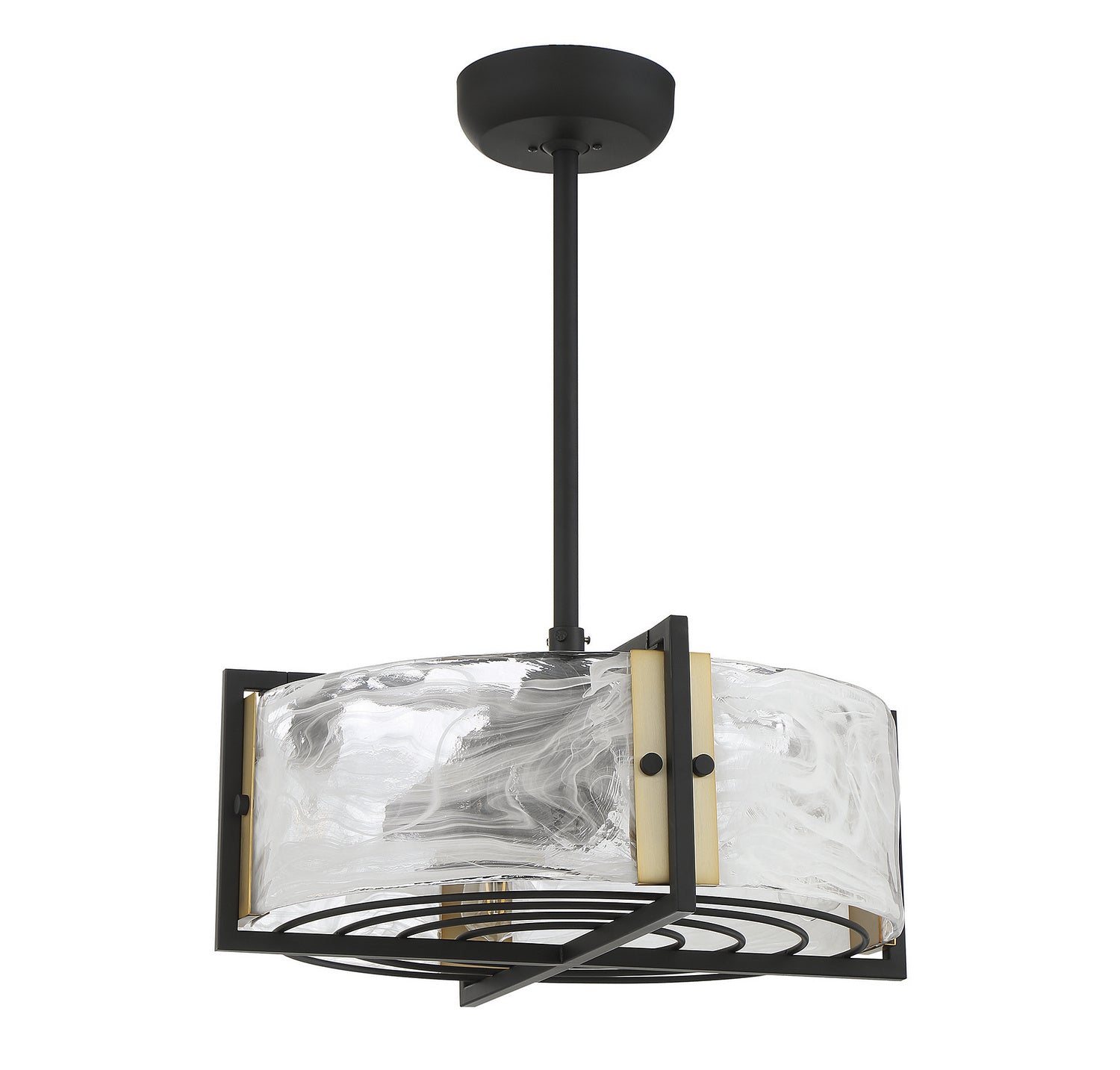 Hayward LED Fan D'Lier noir mat avec accents laiton chaud